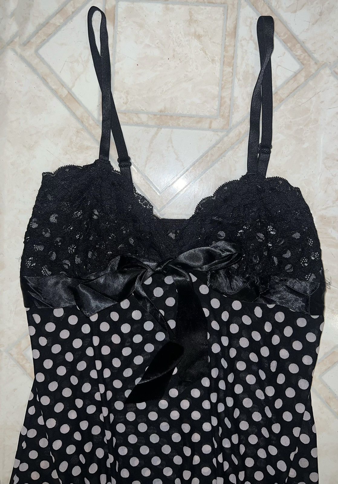 Japanese Brand Vintage Y2K polka dot lace camisole 🖤➕ Size M / US 6-8 / IT 42-44 - 10 Thumbnail