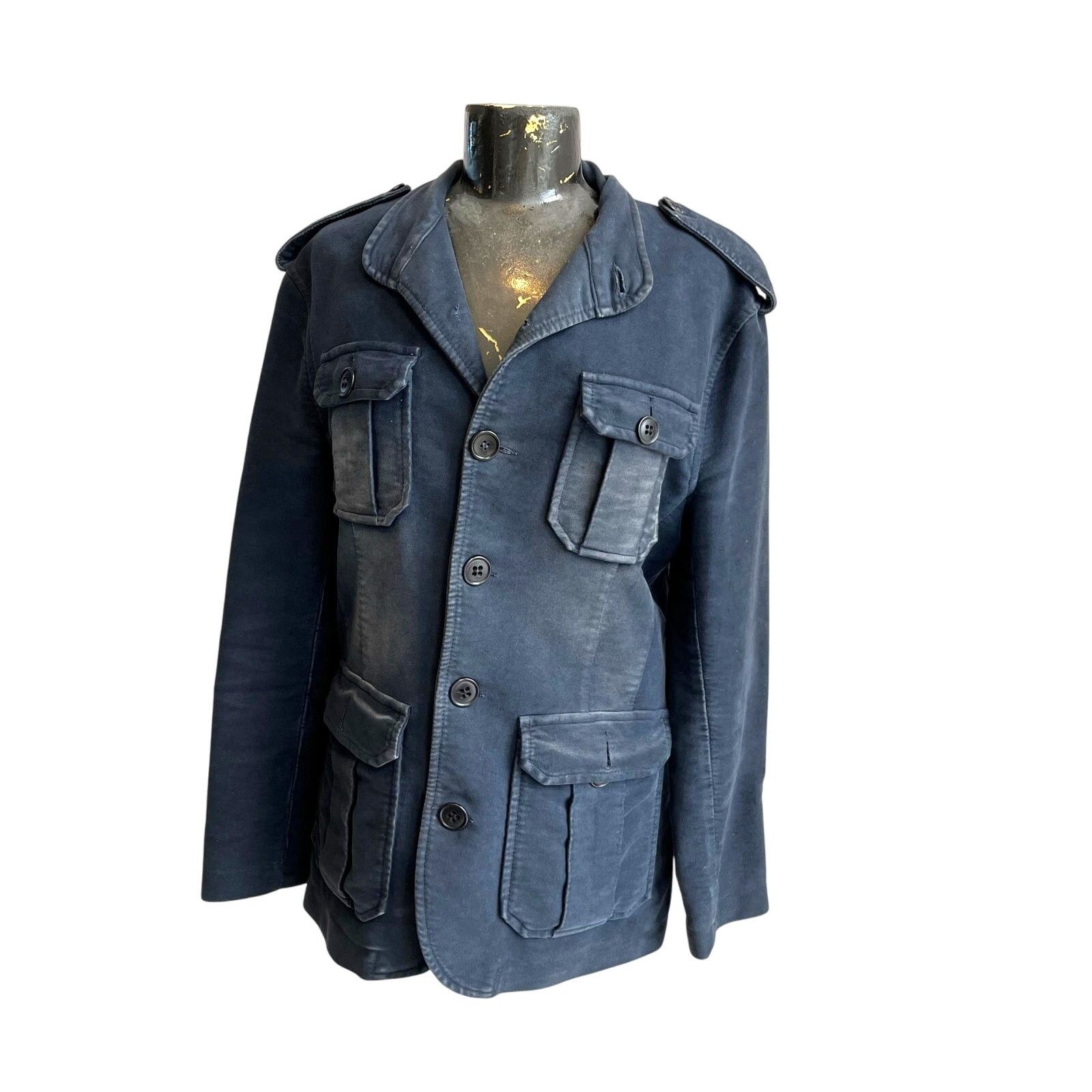 Vintage Joe Black Cotton Distressed Navy Jacket Sport Coat S Italian Size US S / EU 44-46 / 1 - 1 Thumbnail