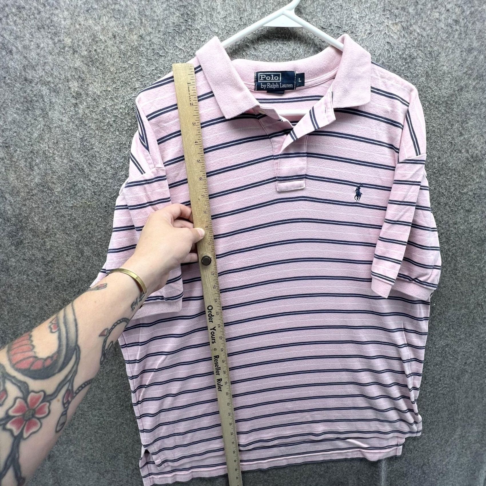 Polo Ralph Lauren Polo by Ralph Lauren Polo Shirt Mens L Pink Stripe Pony Logo Short Sleeve Size US L / EU 52-54 / 3 - 3 Thumbnail