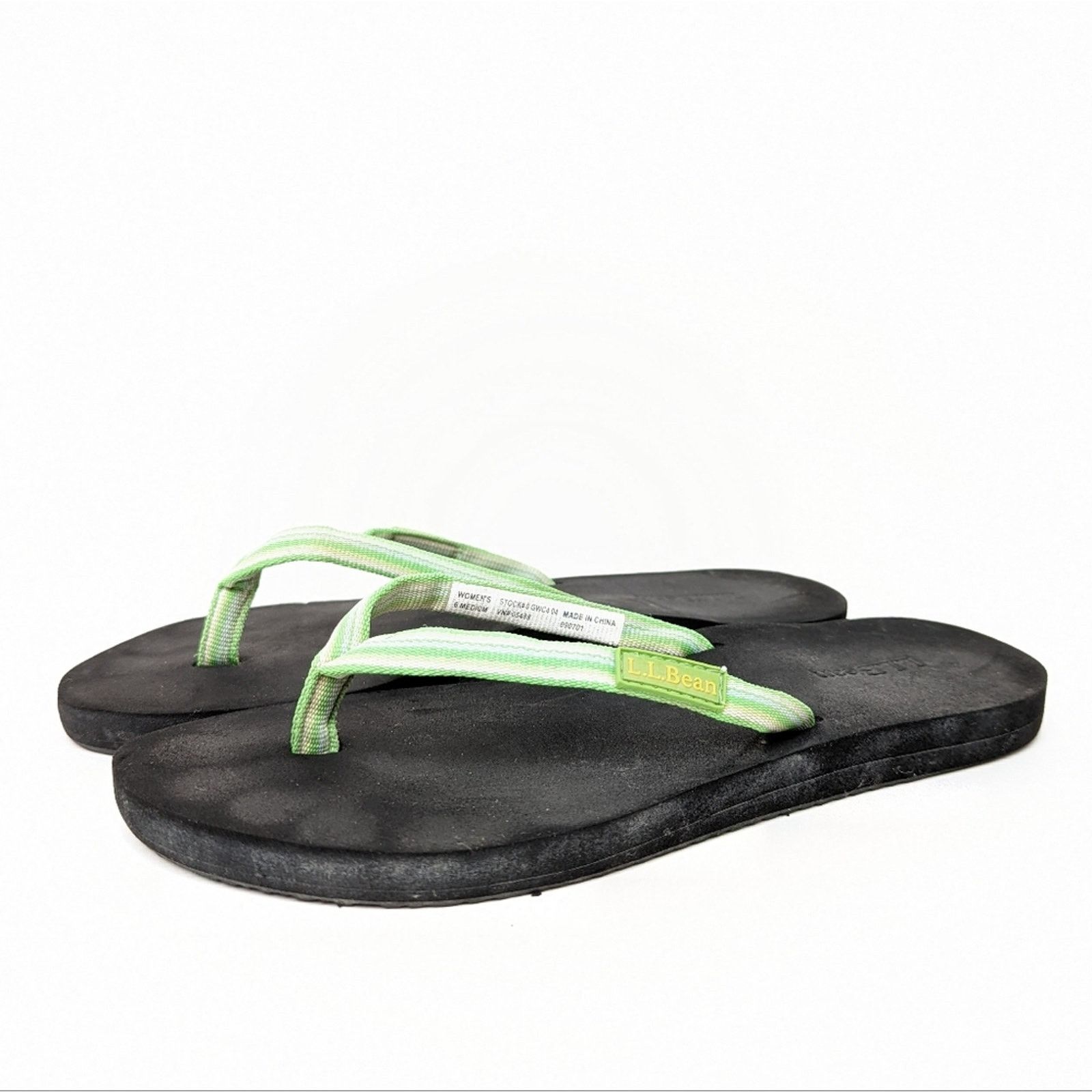 L.L. Bean L.L. Bean Neon Green Flip Flop Sandals - 6 Size US 6 / IT 36 - 2 Thumbnail