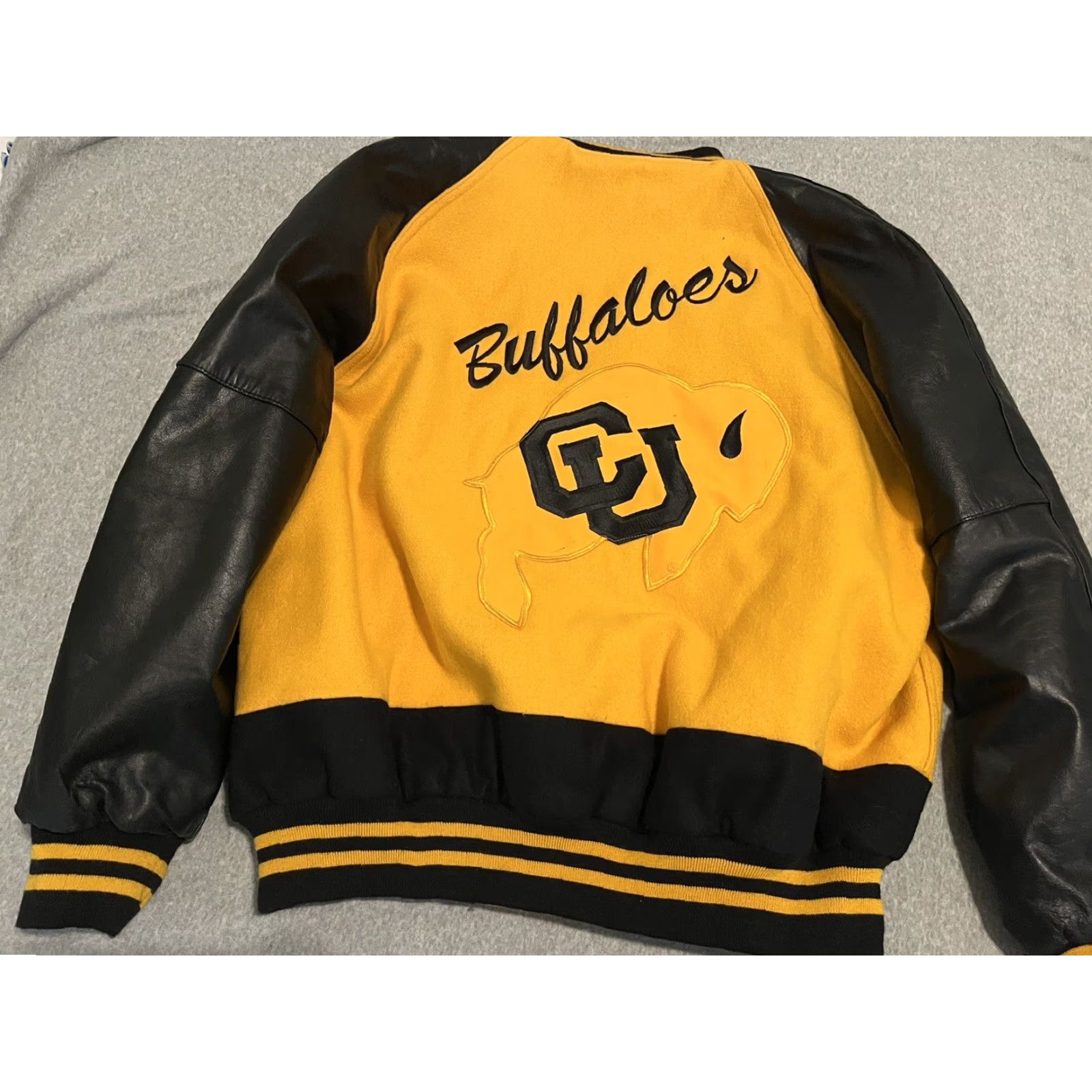 Holloway Holloway Varsity Jacket Wool Leather Yellow Black 3XL Mens Shirt Jacket? Size US XXL / EU 58 / 5 - 5 Thumbnail