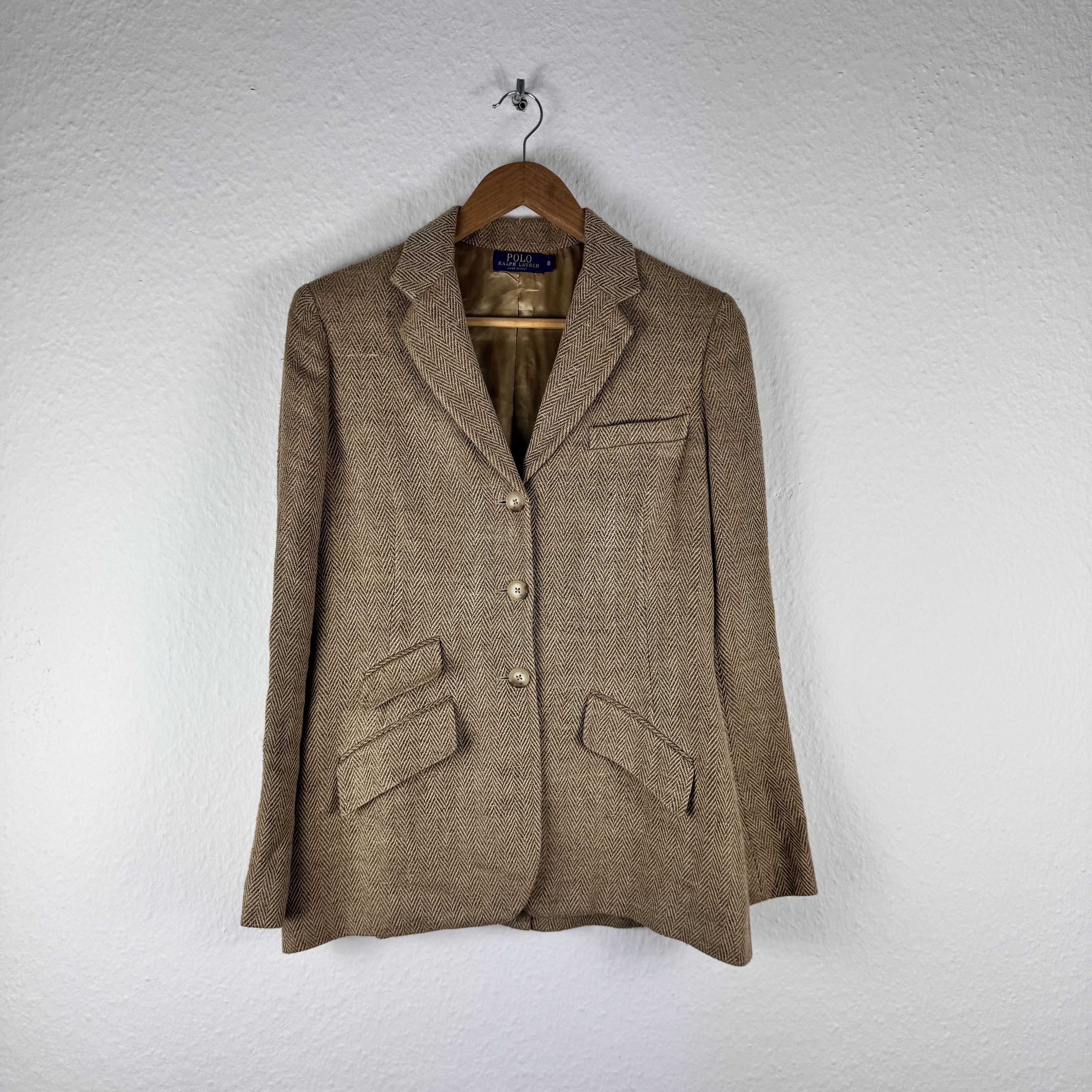 Polo Ralph Lauren Women`s Polo Ralph Lauren Linen Silk Herringbone Blazer Size M / US 6-8 / IT 42-44 - 2 Thumbnail