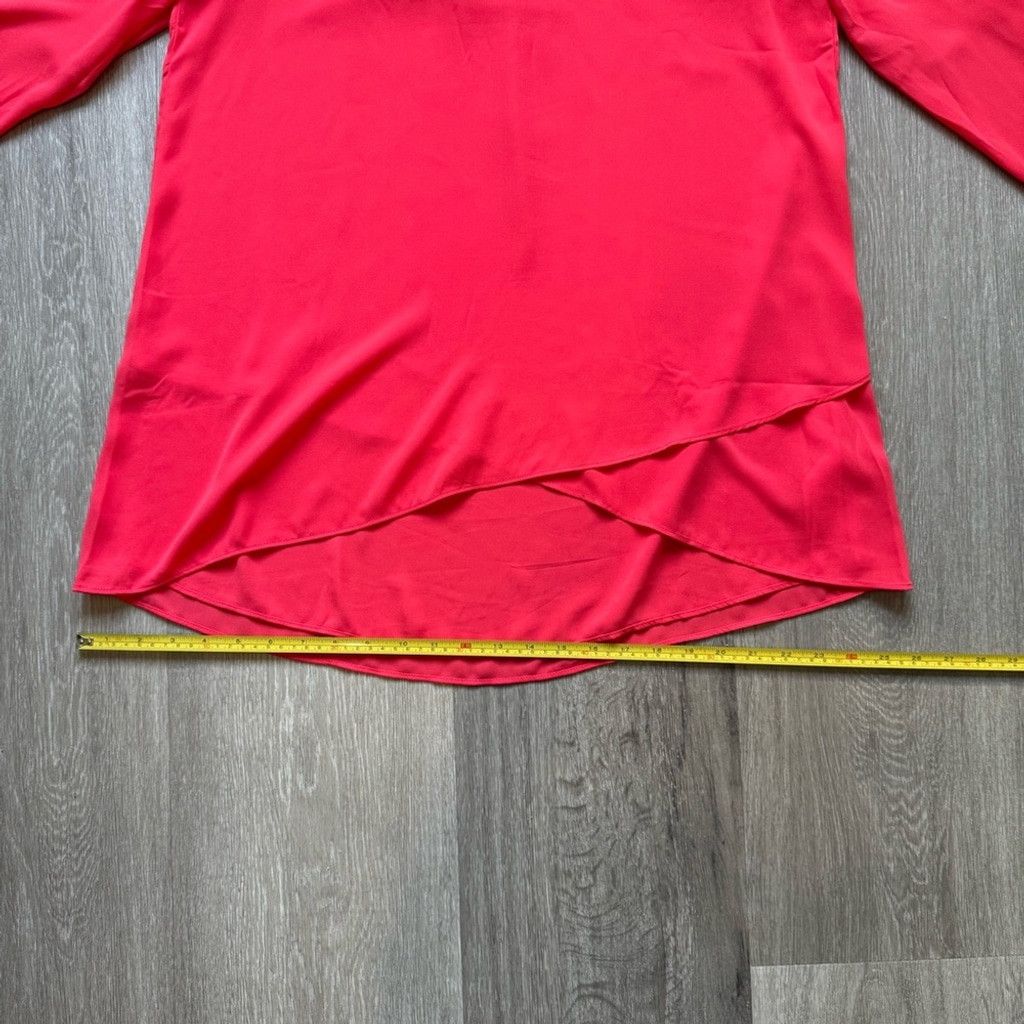 The Unbranded Brand Red Asymmetrical 3/4 Sleeve Blouse Size L / US 10 / IT 46 - 7 Thumbnail