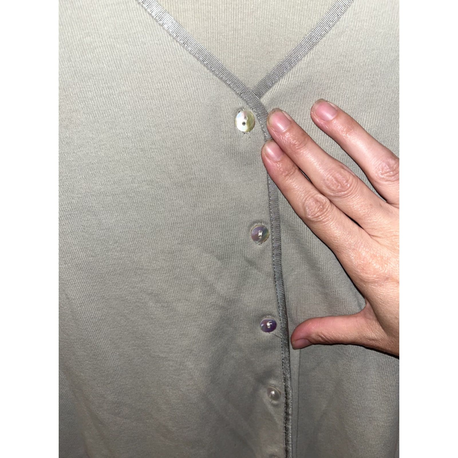 Vintage L.L. Bean Women's Cotton Button-Down Shirt Collarless Long Sleeve Casual Sage Medium Size M / US 6-8 / IT 42-44 - 3 Thumbnail