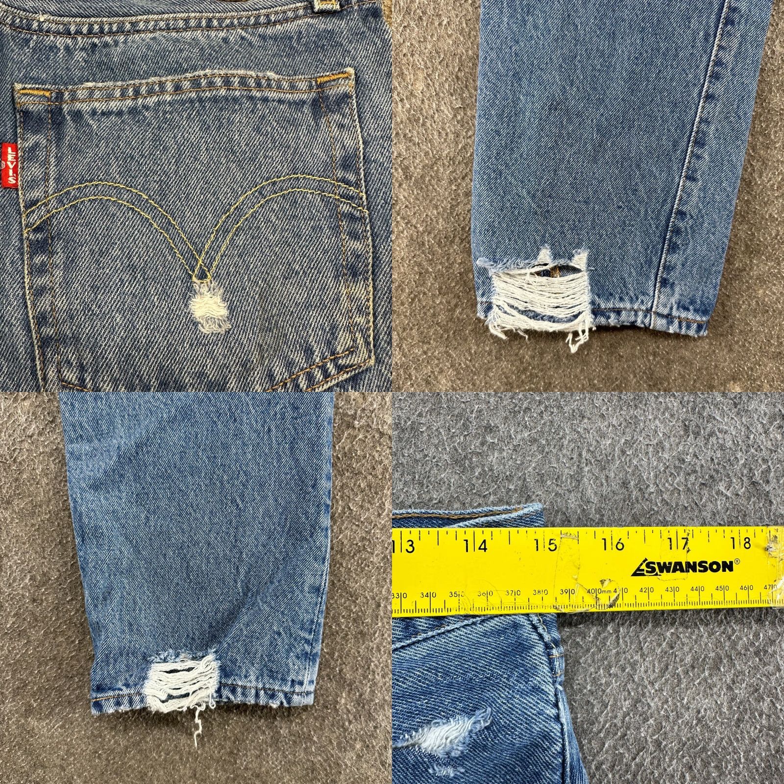 Levi's Levi's 501 Jeans Womens 29x30 Blue Light Distressed Regular Straight Denim 5-Pocket Cotton Regular Fit Vintage No Size 29" - 10 Thumbnail