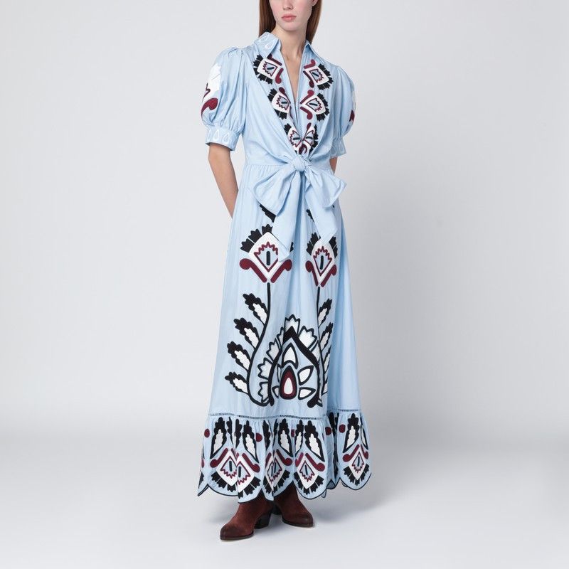 sachin and babi light blue dress Farm Rio Embroidered linen-blend maxi dress Farm Rio