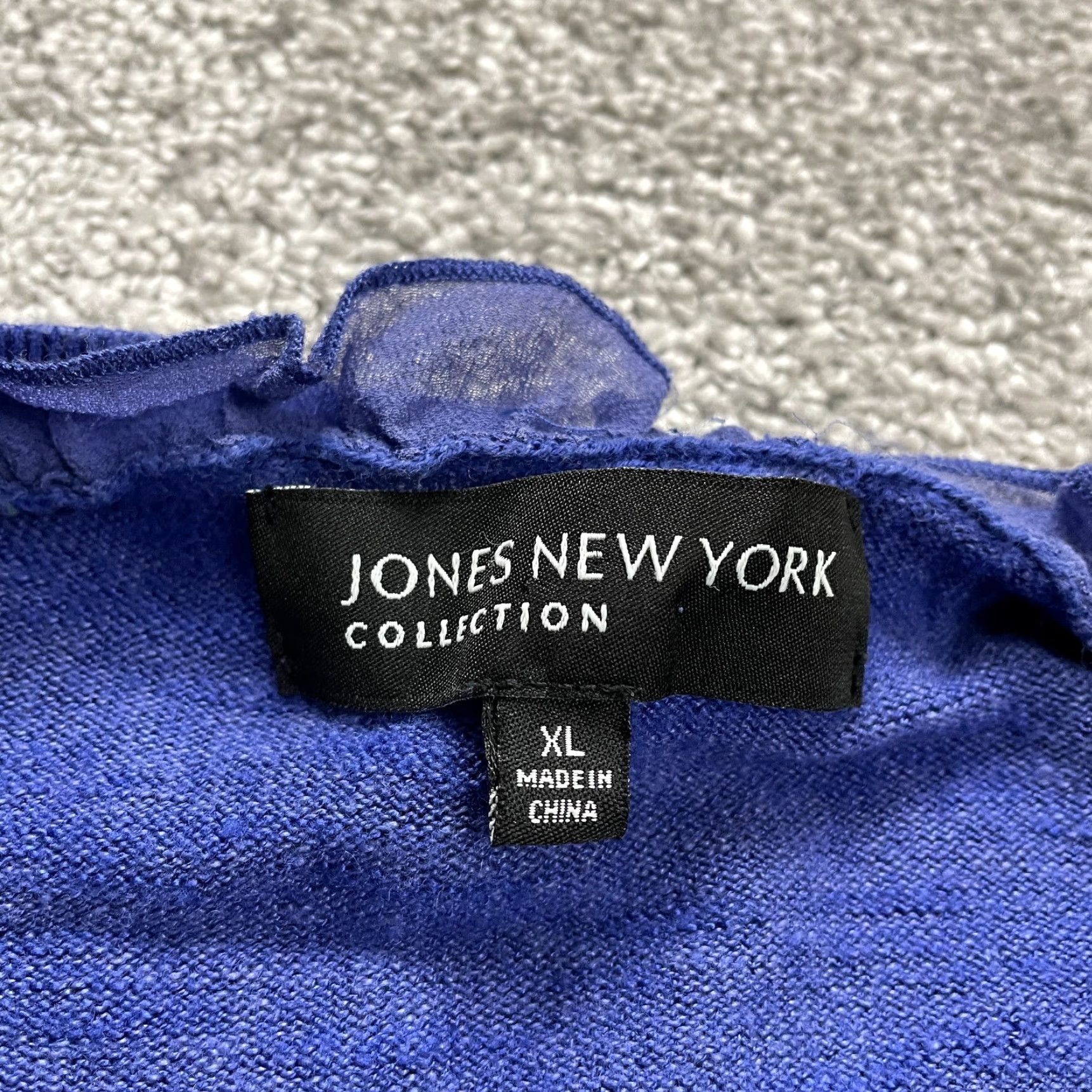 Jones New York Jones New York Cardigan Women XL Blue Knit Raglan Sleeve Button Down Solid Breathable Stretch Casual Travel Size XL / US 12-14 / IT 48-50 - 5 Thumbnail