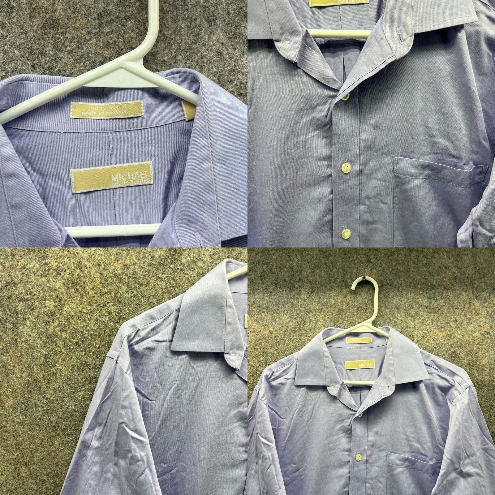 Michael Kors VINTAGE Michael Kors Shirt Men 16 34/35 Purple Button-Down Collar-Preppy Solid 100% Cotton Long Sleeve Dress Casual Formal Workwear Mens Size US L / EU 52-54 / 3 - 8 Thumbnail
