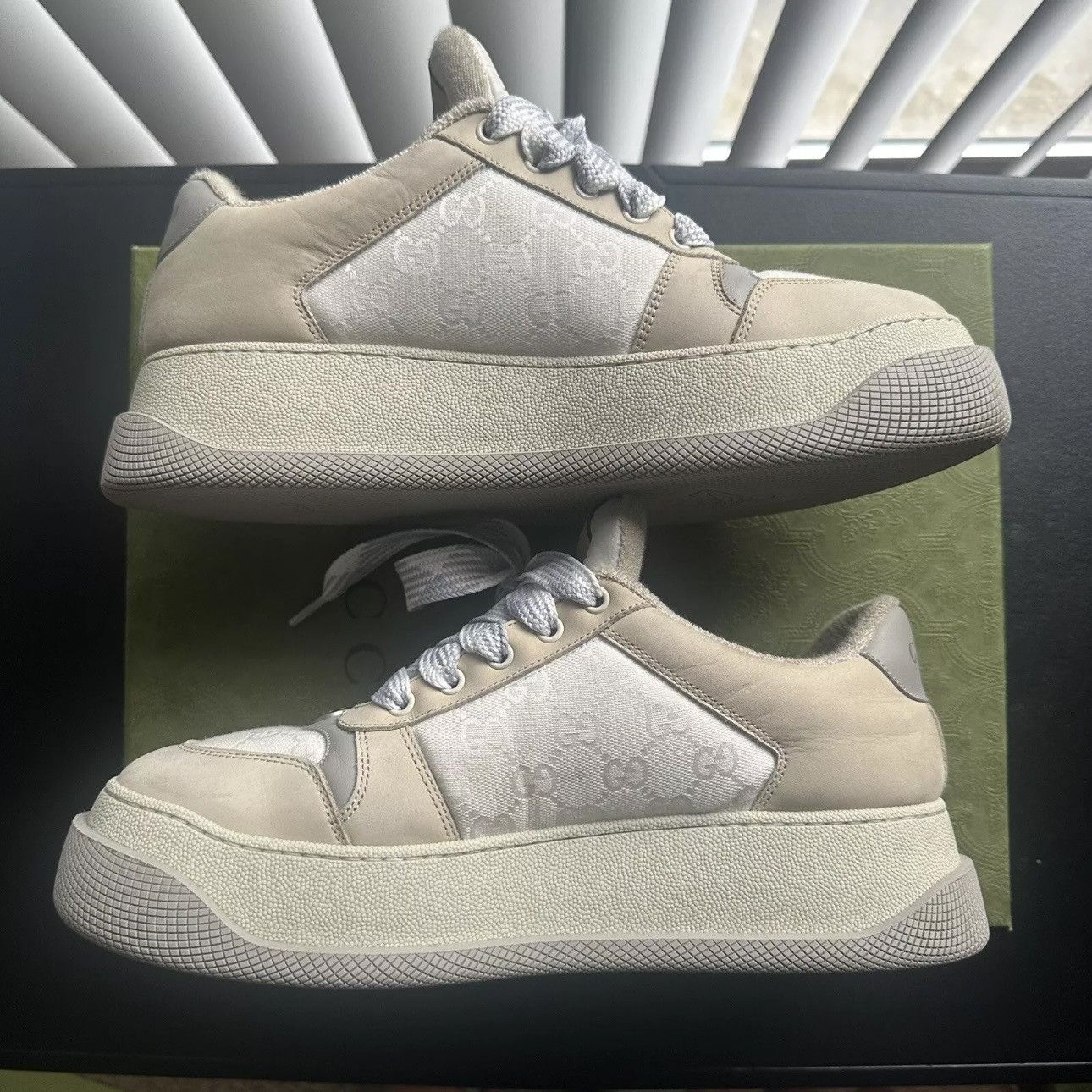 Gucci Gucci Double Screener Monogram sneakers Beige/white Grey Size US 10 / EU 43 - 4 Thumbnail