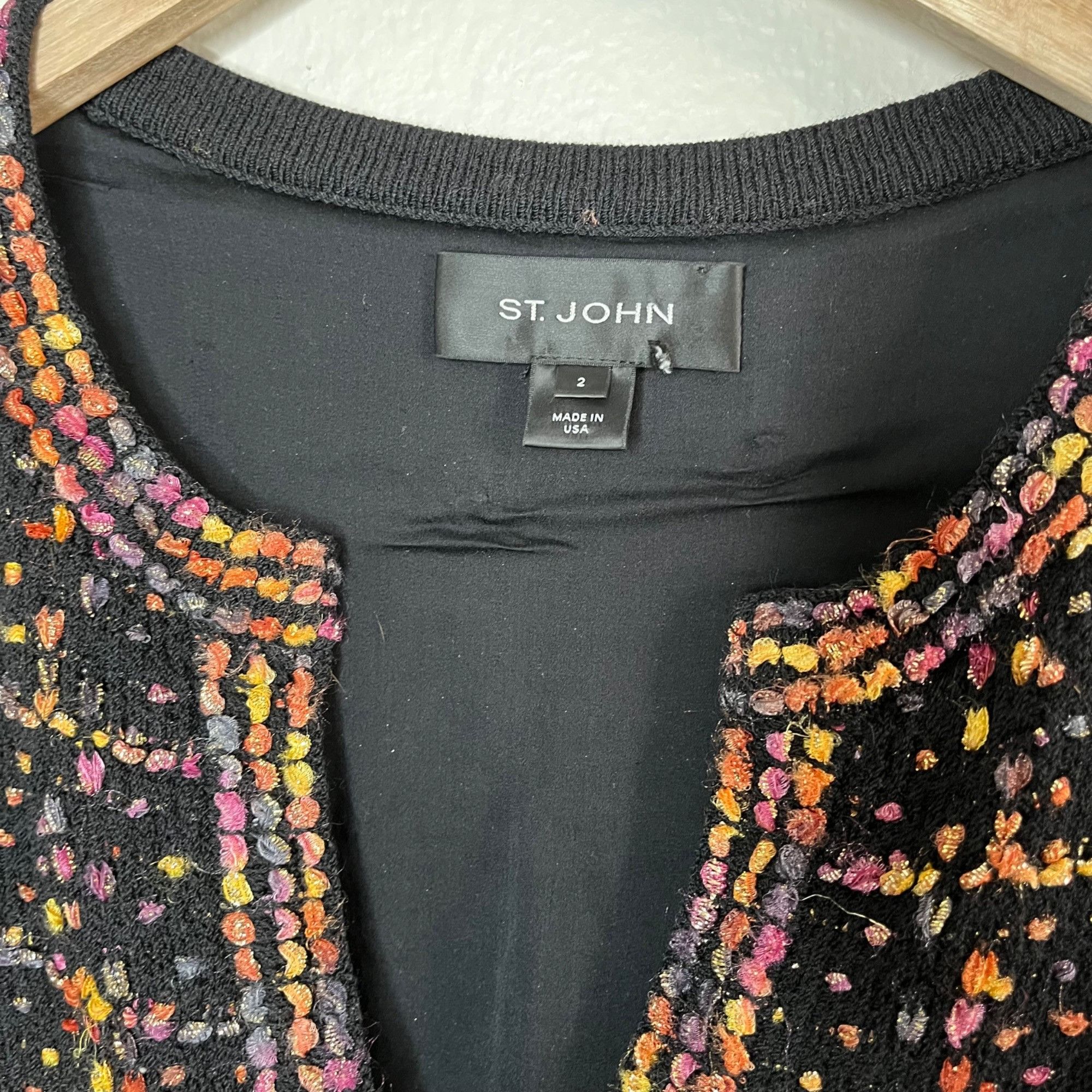 St. John St. John Womens Tweed Knit Multicolor Blazer Jacket Front Po Size XS / US 0-2 / IT 36-38 - 4 Thumbnail