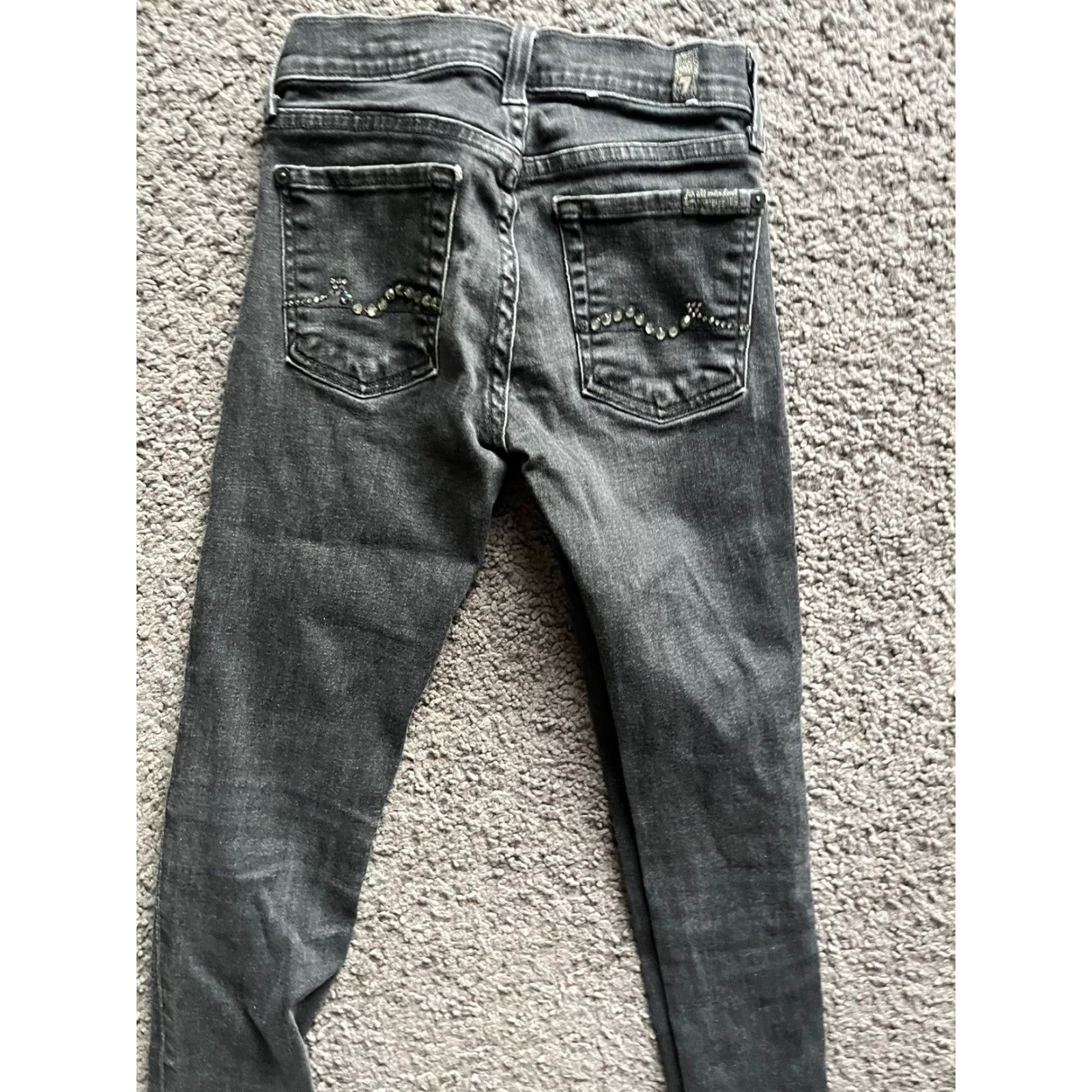 7 For All Mankind 7 For All Mankind Roxanne Jeans Skinny Black Wash Distressed Woman 24 Inseam 32 Color Black Size 24 Womens Size ONE SIZE - 2 Thumbnail