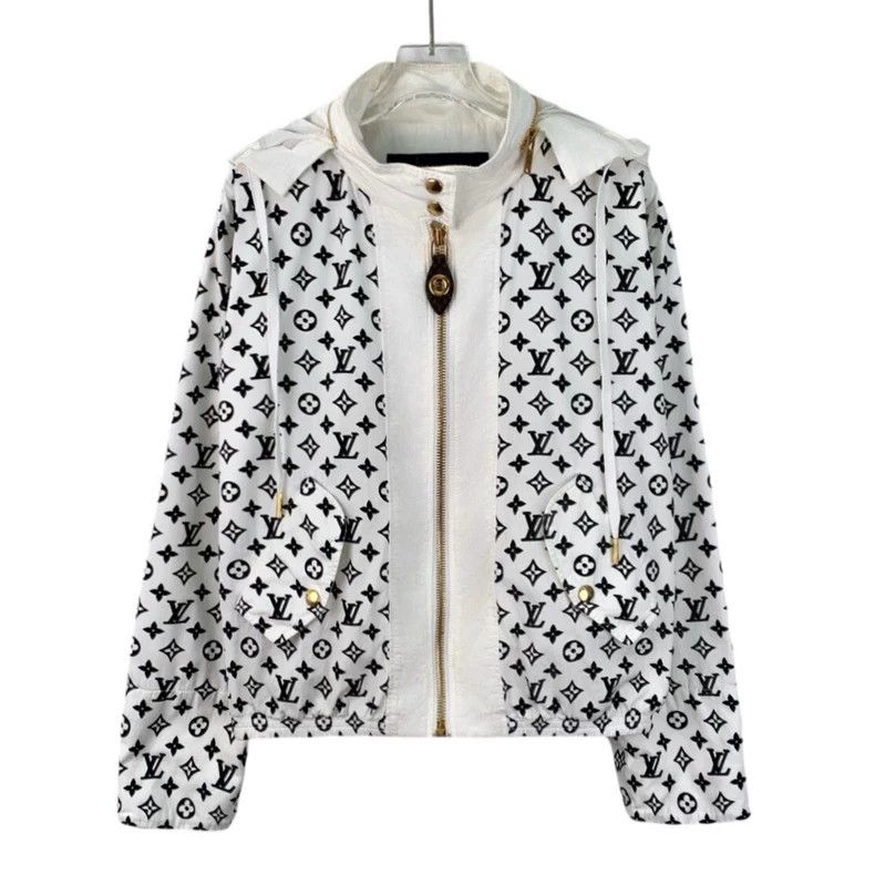 Louis Vuitton Louis Vuitton 23 white logo full-print hooded zippered lon Size XS / US 0-2 / IT 36-38 - 1 Thumbnail