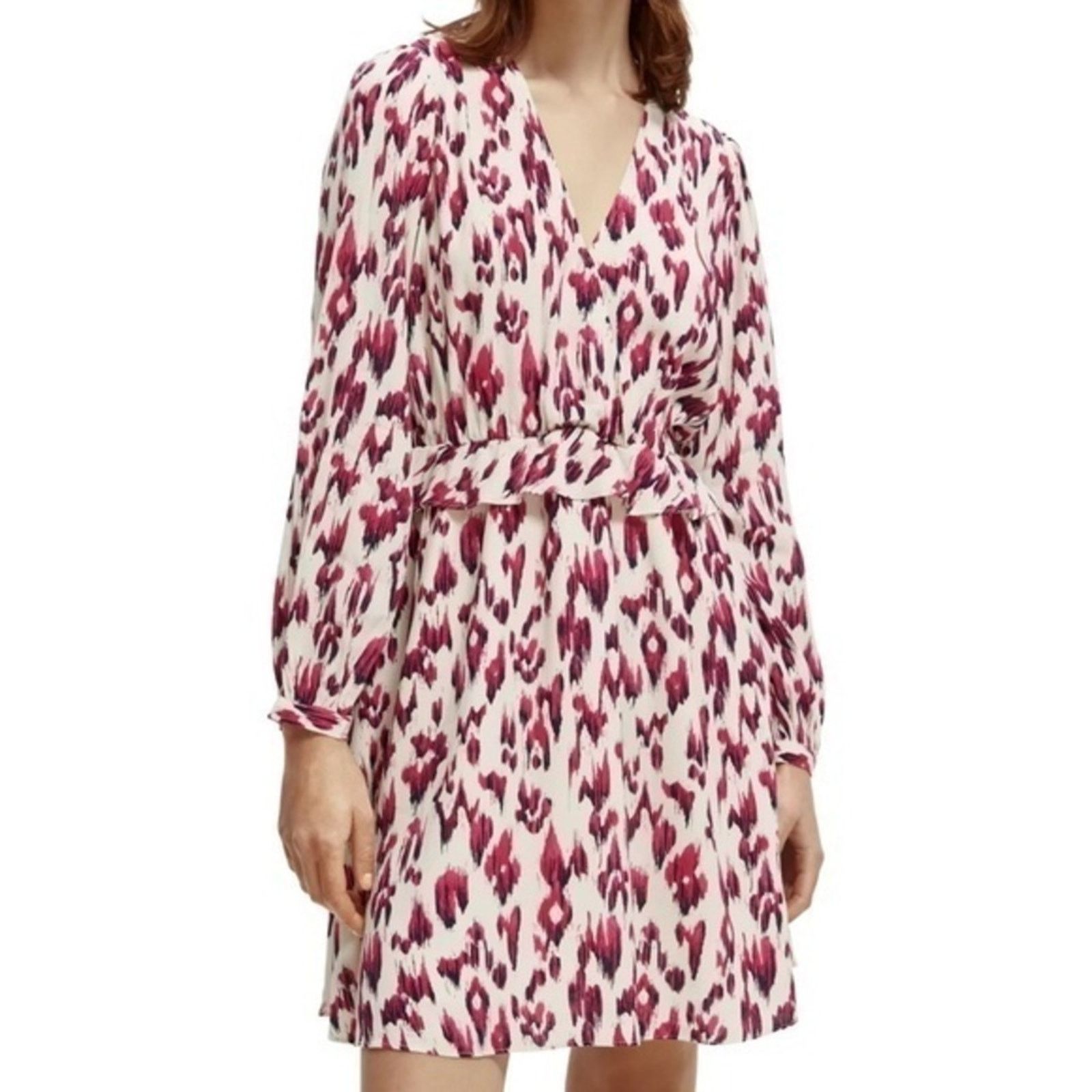 Scotch & Soda Scotch & Soda. Wrap Dress In Brushed Ikat Cherry Pie. Size M / US 6-8 / IT 42-44 - 5 Thumbnail
