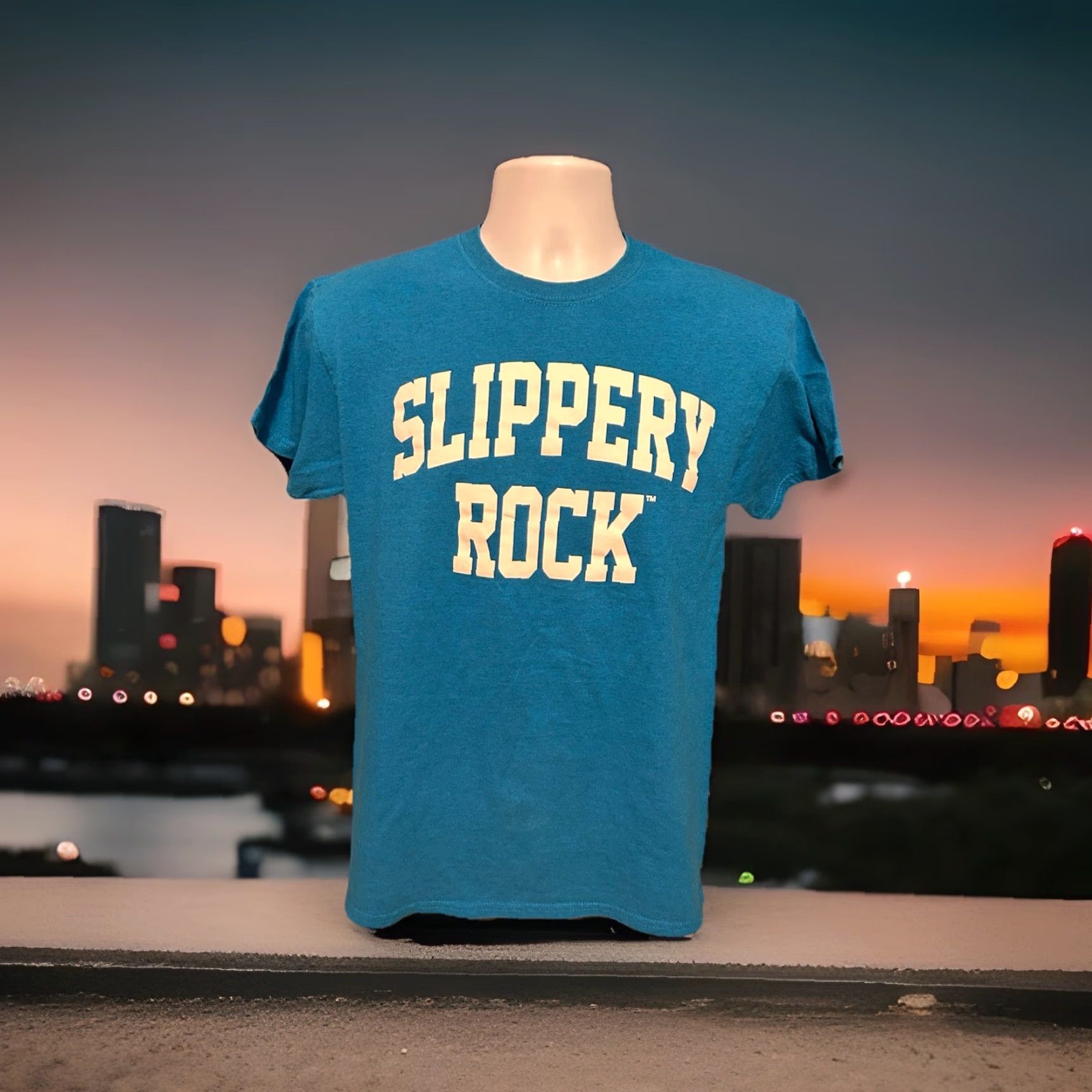 Gildan VINTAGE? No — Slippery Rock University Shirt Unisex Adults M Blue Short Sleeve White Spell Out Shirt Size US M / EU 48-50 / 2 - 7 Thumbnail