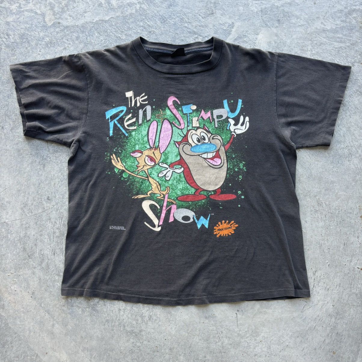 Nickelodeon × Vintage Vintage 1991 Ren and Stimpy Cartoon Tee Size US XL / EU 56 / 4 - 1 Thumbnail