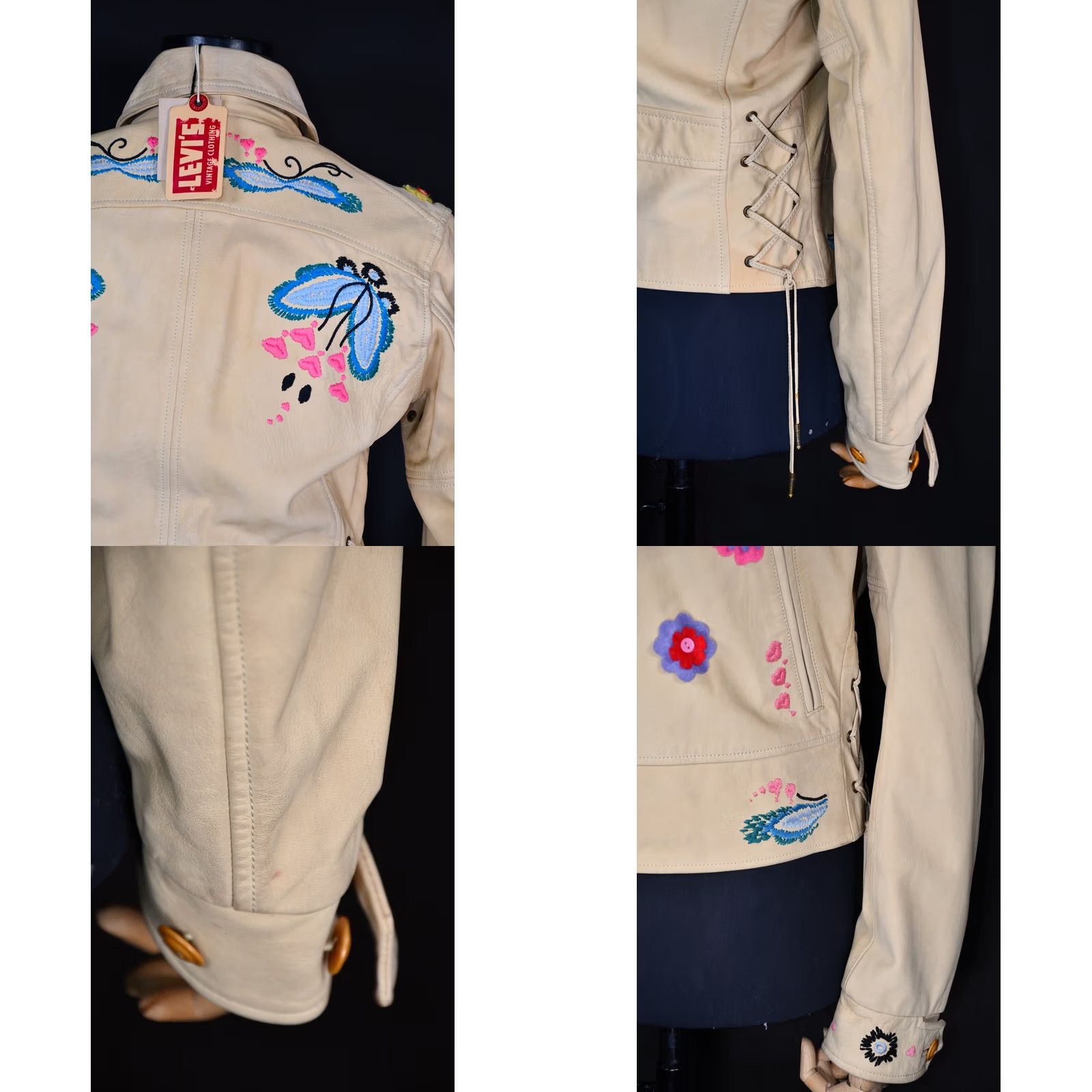 Levi's LVC Levi’s Vintage Clothing 1930's Leather Jacket Women's M Embroidered Beige Leather Jacket Womens M Size M / US 6-8 / IT 42-44 - 8 Thumbnail