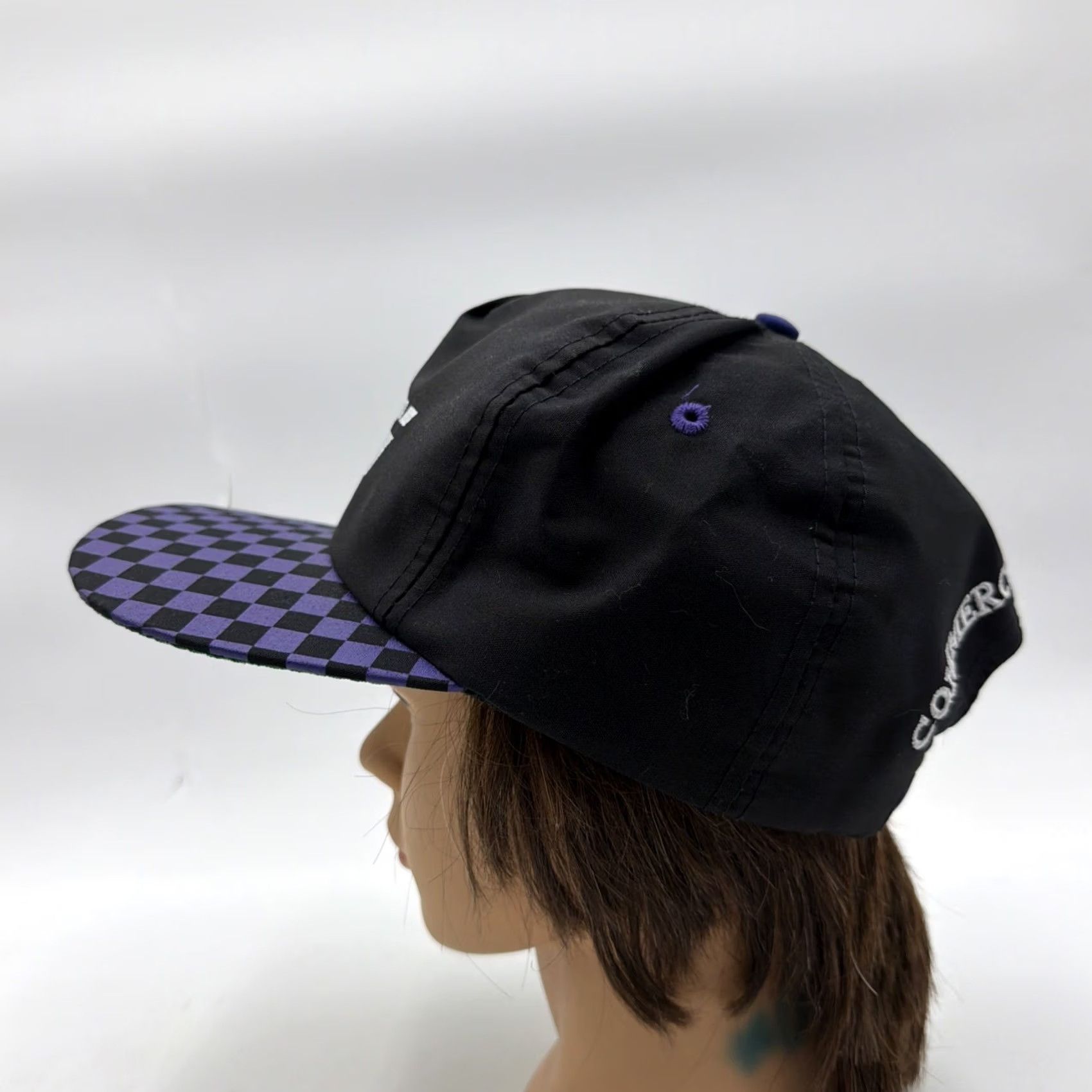 Vintage VINTAGE TRW Hat COMMERCIAL STEERING Black Purple Checkered Flag Bill Snapback Unisex Adults One Size Black Sports Snapback Mens Womens Boys Girls Size ONE SIZE - 6 Thumbnail