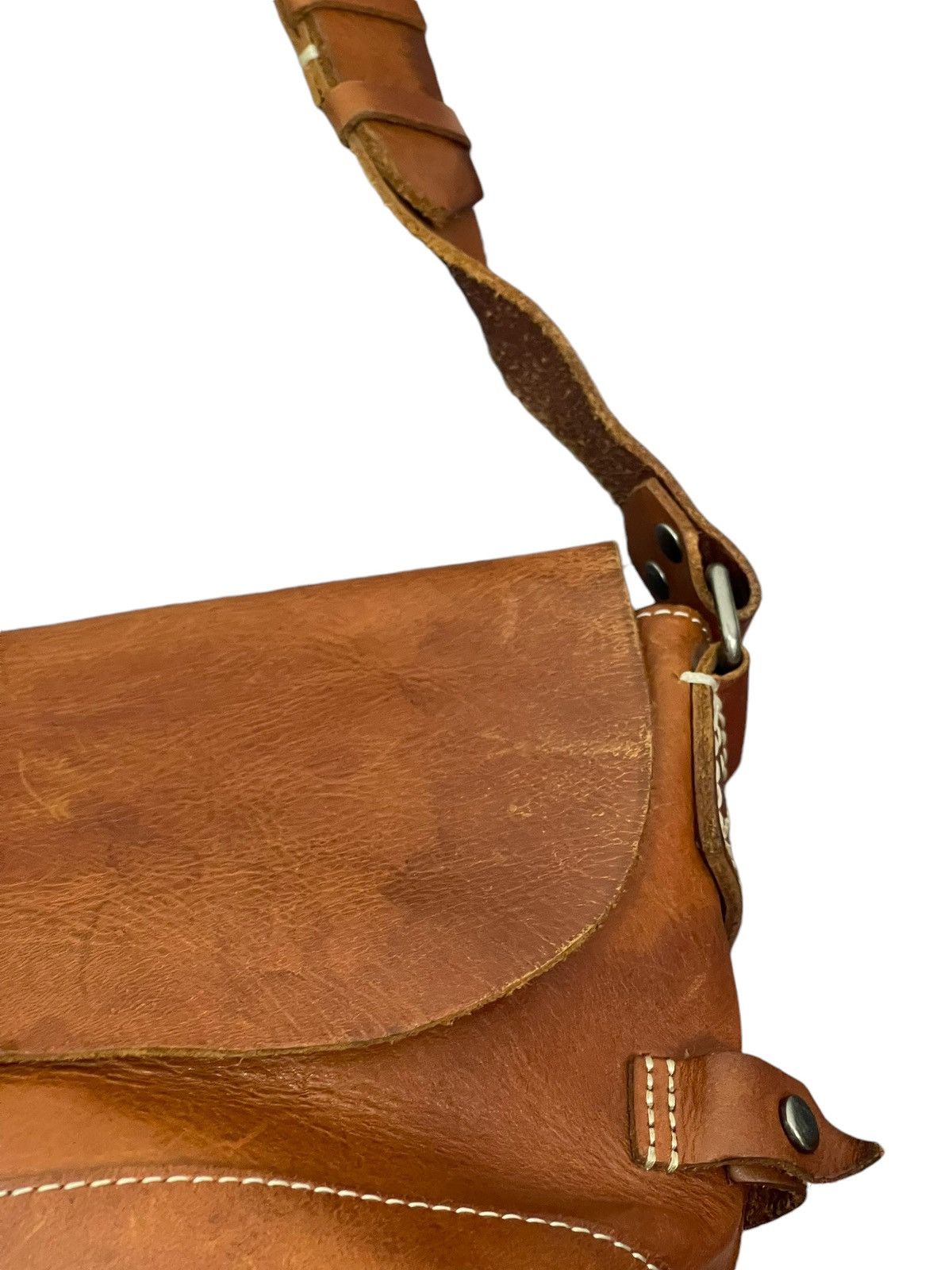 Japanese Brand Full Leather Patina Beach Sound Cross Body Bag 4🟩 Size ONE SIZE - 9 Thumbnail