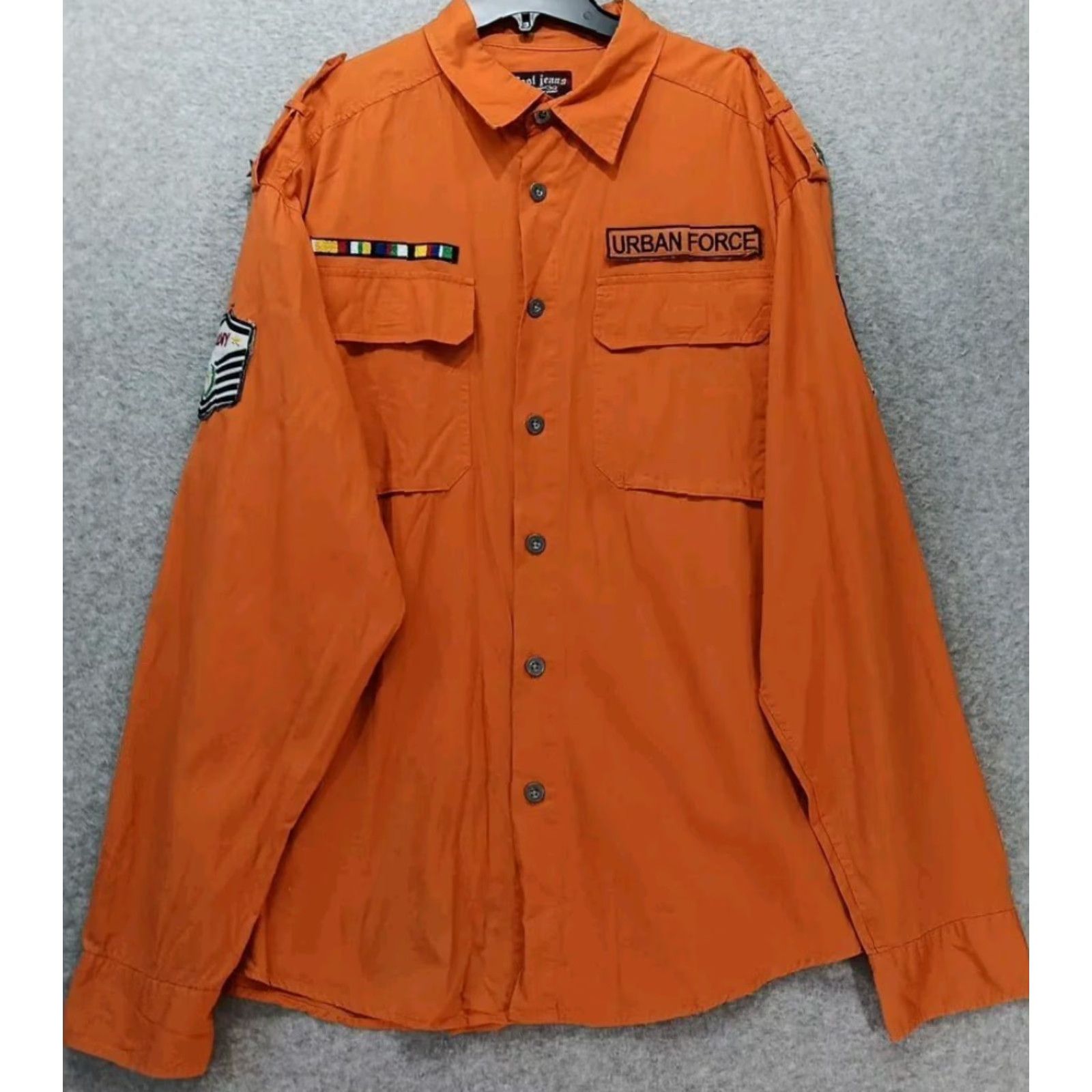 Vintage Tool Jeans Men’s Urban Force Shirt 2XL Orange Military Long Sleeve Button-Up EUC LS Shirt Men Orange Military 2XL Size US XXL / EU 58 / 5 - 2 Thumbnail