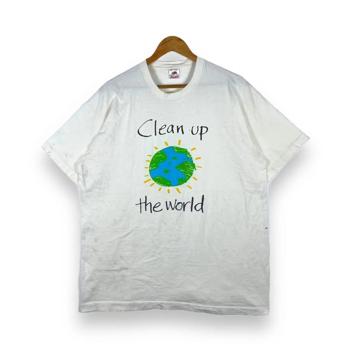Vintage VINTAGE 90's CLEAN UP THE WORLD GRAPHIC TEE Size US XL / EU 56 / 4 - 1 Thumbnail
