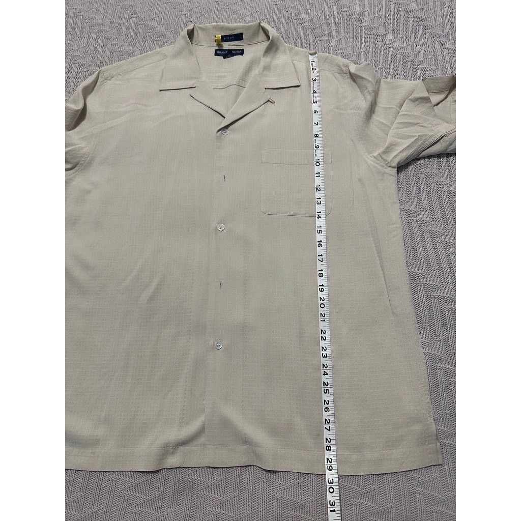 Grant Thomas Grant Thomas cream textured silk short sleeve button down Size US L / EU 52-54 / 3 - 7 Thumbnail