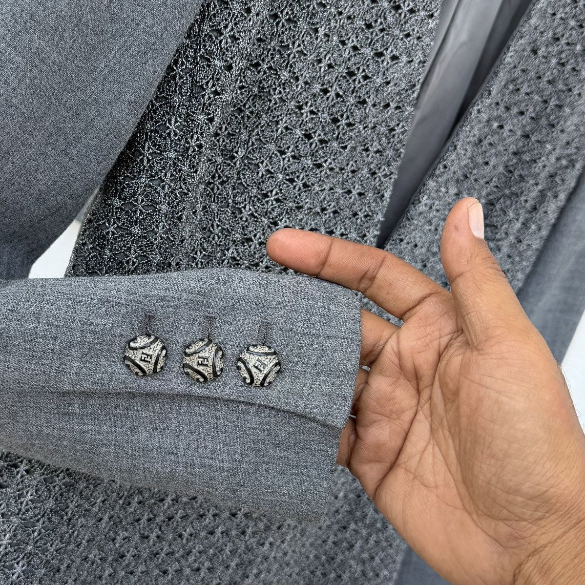 Fendi Luxury Vintage Fendi 365 Metallic Knit Blazer Made In Italy Size S / US 4 / IT 40 - 9 Thumbnail