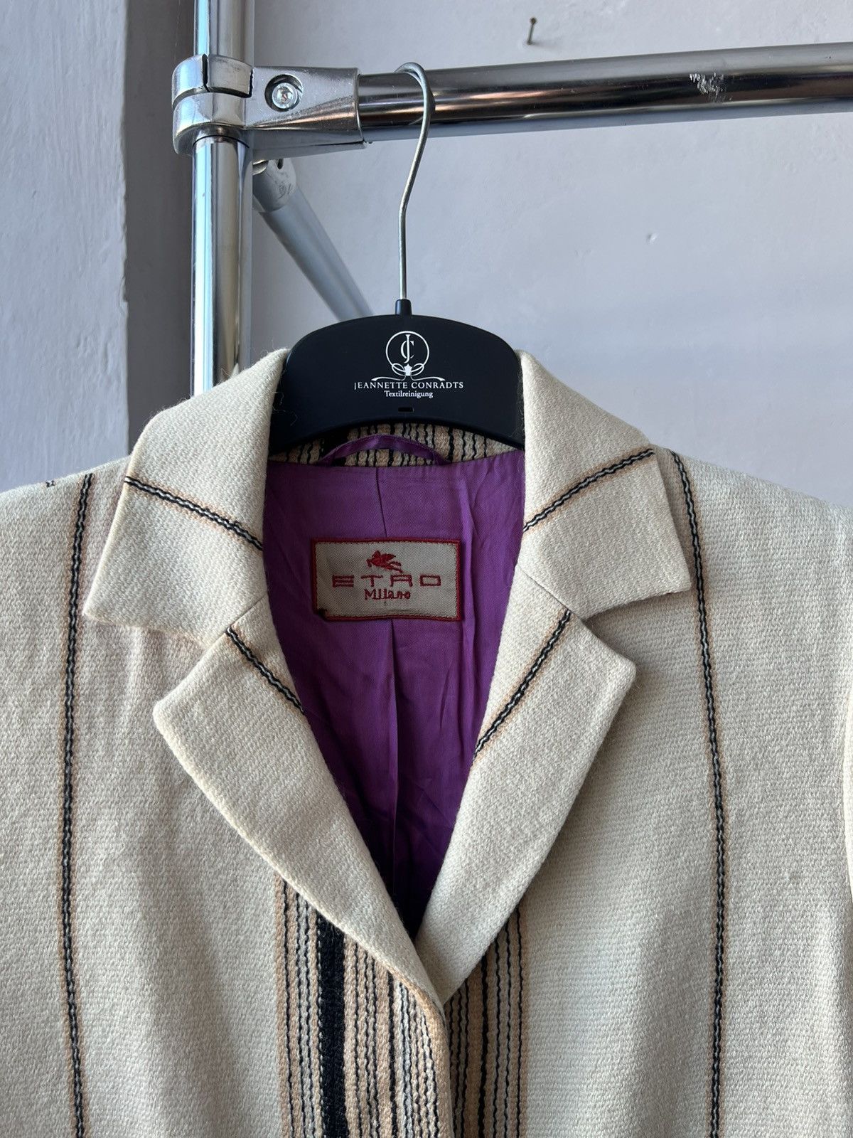 Etro VINTAGE ETRO MILANO WOOL STRIPED WOMEN CLASSIC COAT JACKET42 Size M / US 6-8 / IT 42-44 - 6 Thumbnail