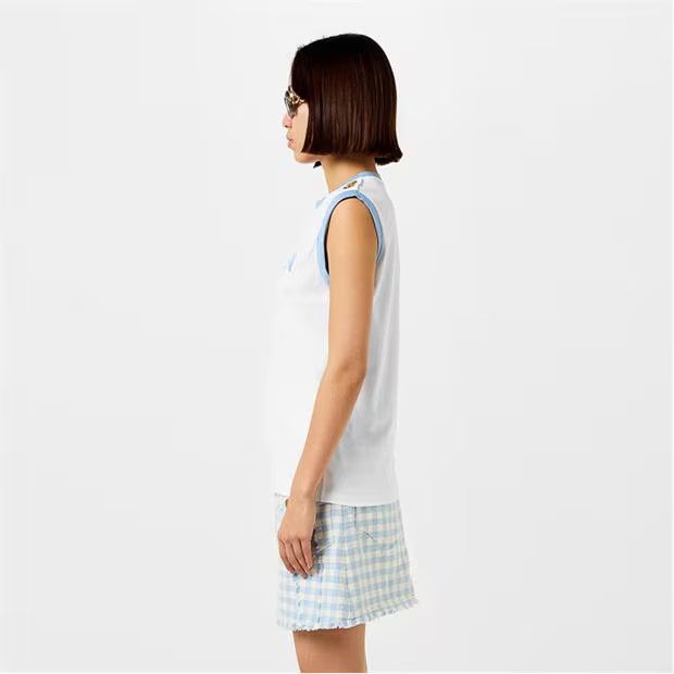 Balmain o1g2r1mq0924 Button Tank Tops in Blanc & Blue Size S / US 4 / IT 40 - 5 Thumbnail