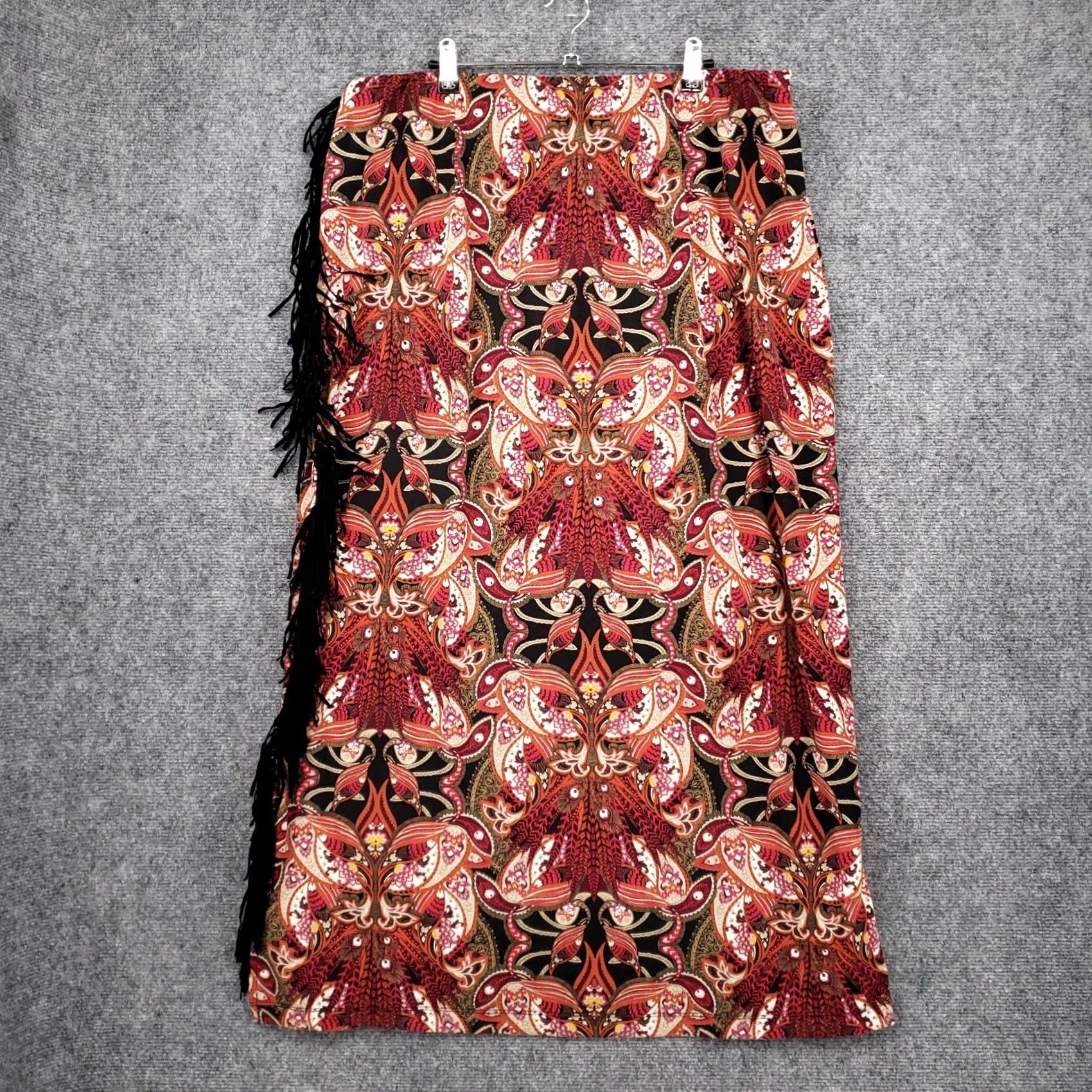 Vintage Cato Skirt Womens 14/16W Plus Red Maxi A Line Floral Stretch Pull On Boho Hippie Size 36" / US 14 / IT 50 - 2 Thumbnail