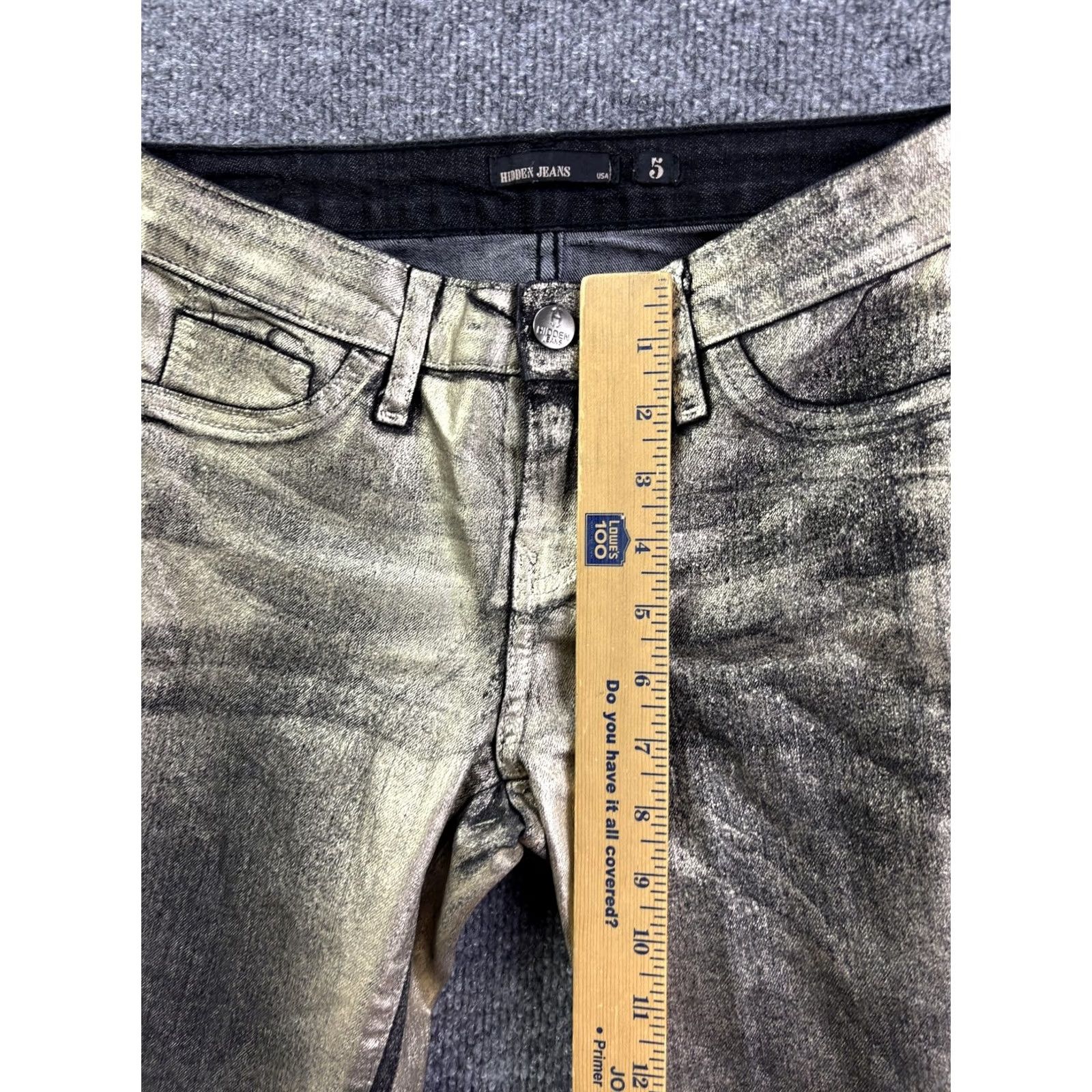 Vintage Hidden Jeans Gold Metallic Skinny Jeans Juniors 5/29 Womens Slim Mid Rise 29x29 Stretch Denim Size 27" / US 4 / IT 40 - 4 Thumbnail