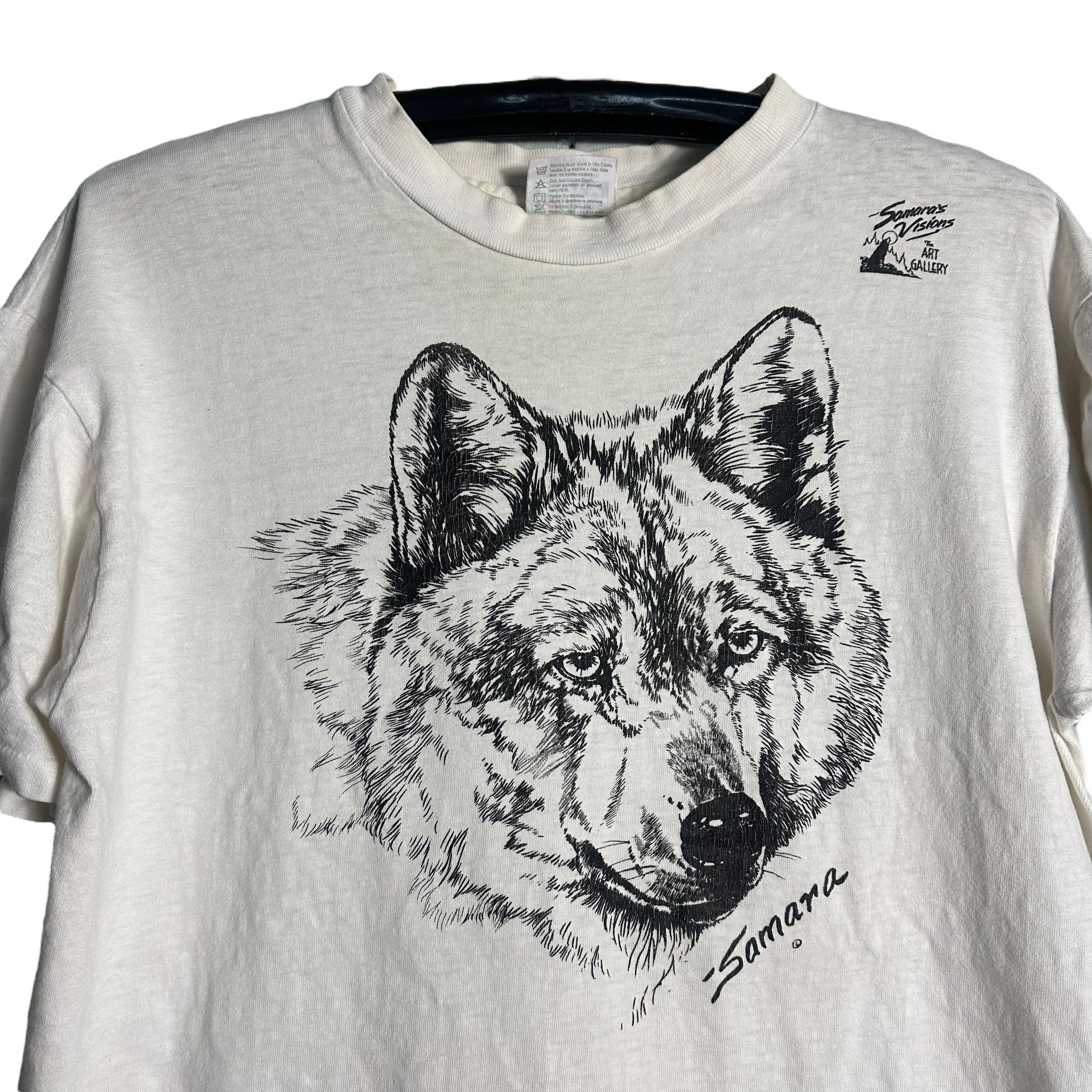 Vintage 🔥RARE🔥Vintage Wolf Pop Art Samara T-shirt Single Stich Size US L / EU 52-54 / 3 - 2 Thumbnail