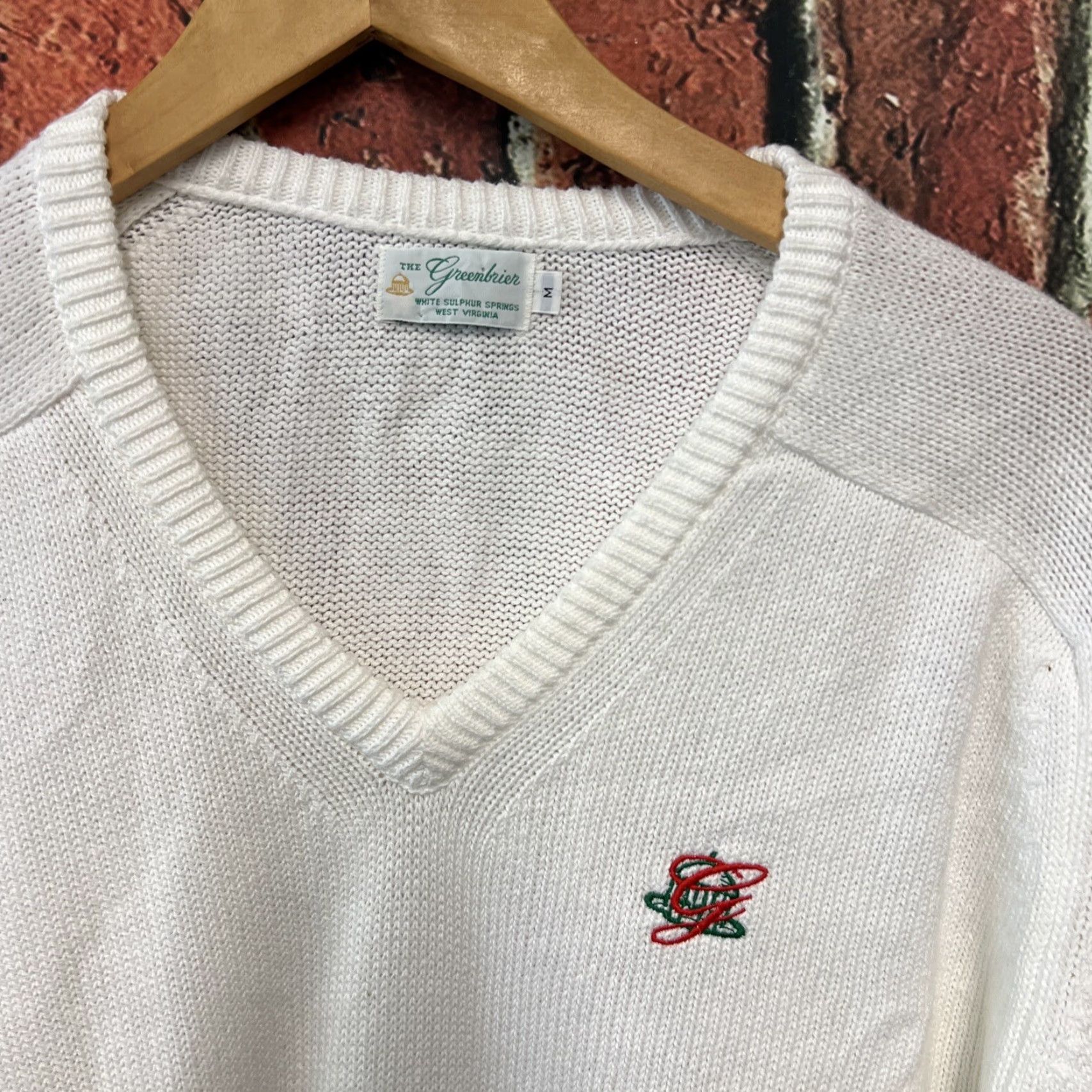 Vintage VINTAGE Greenbrier USA Knit Sweatshirt White Medium Pullover Sweater Men 90s Graphic Print All Seasons Casual Size US M / EU 48-50 / 2 - 2 Thumbnail