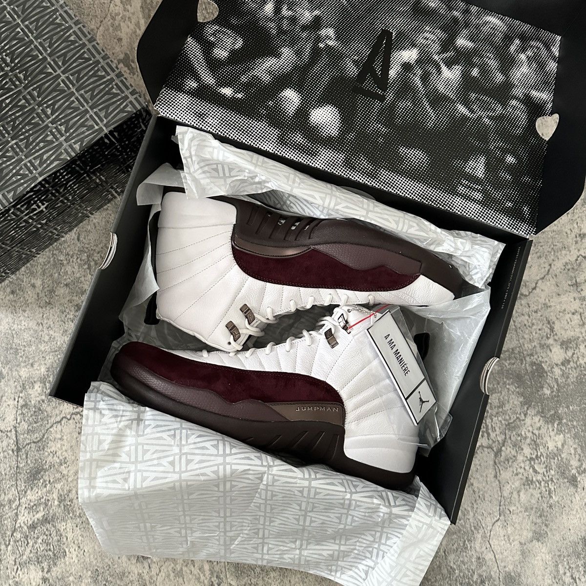 image of A Ma Maniere X Jordan 12 Retro Shoes in White, Men's (Size 14)