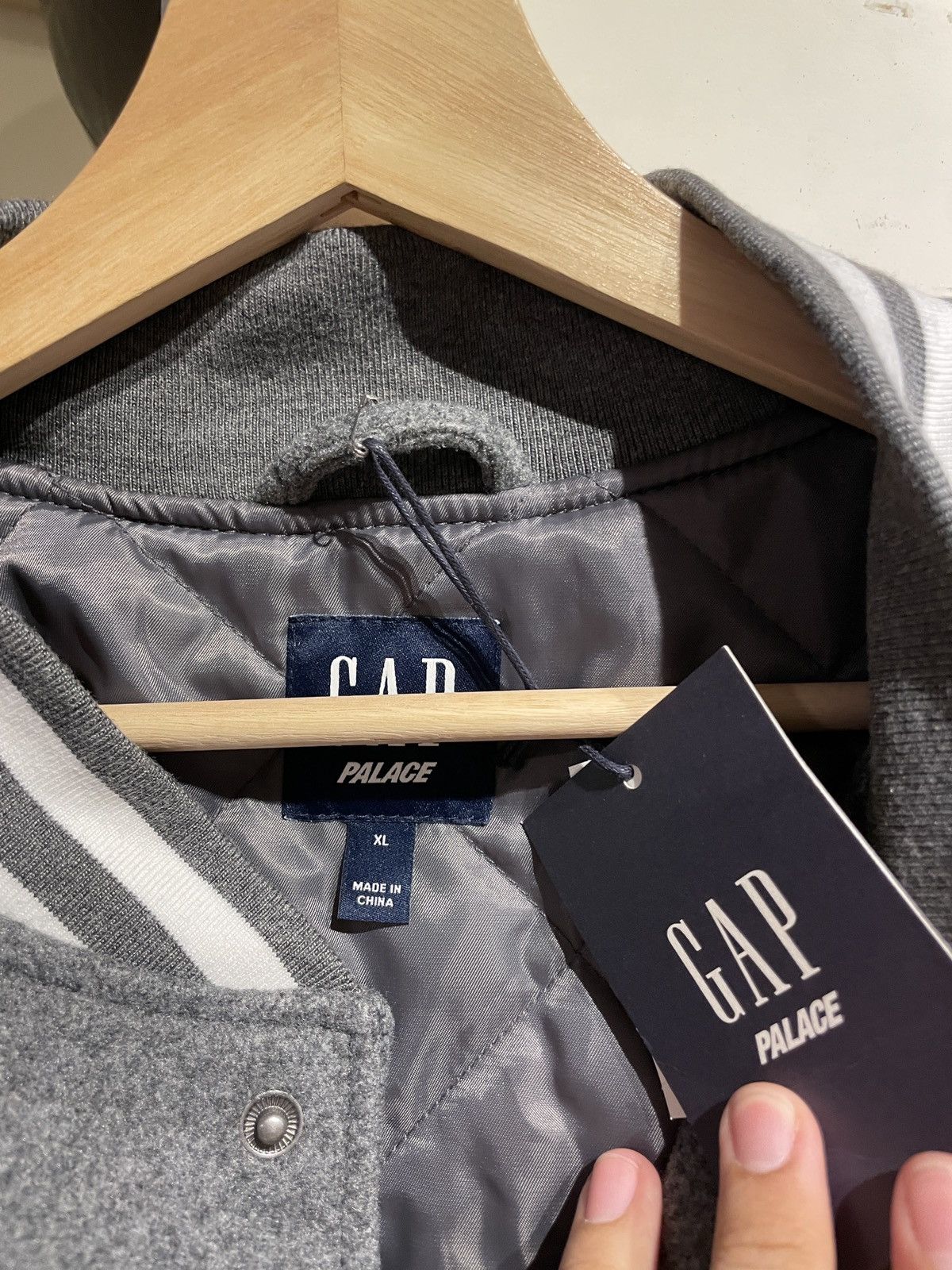 Gap × Palace Palace x Gap Varsity Jacket Grey Size XL Size US XL / EU 56 / 4 - 5 Thumbnail