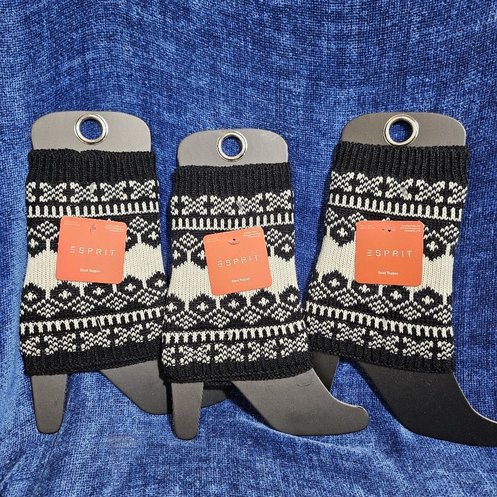 Esprit Esprit Black White Cream Knit Boot Toppers Size ONE SIZE - 6 Thumbnail