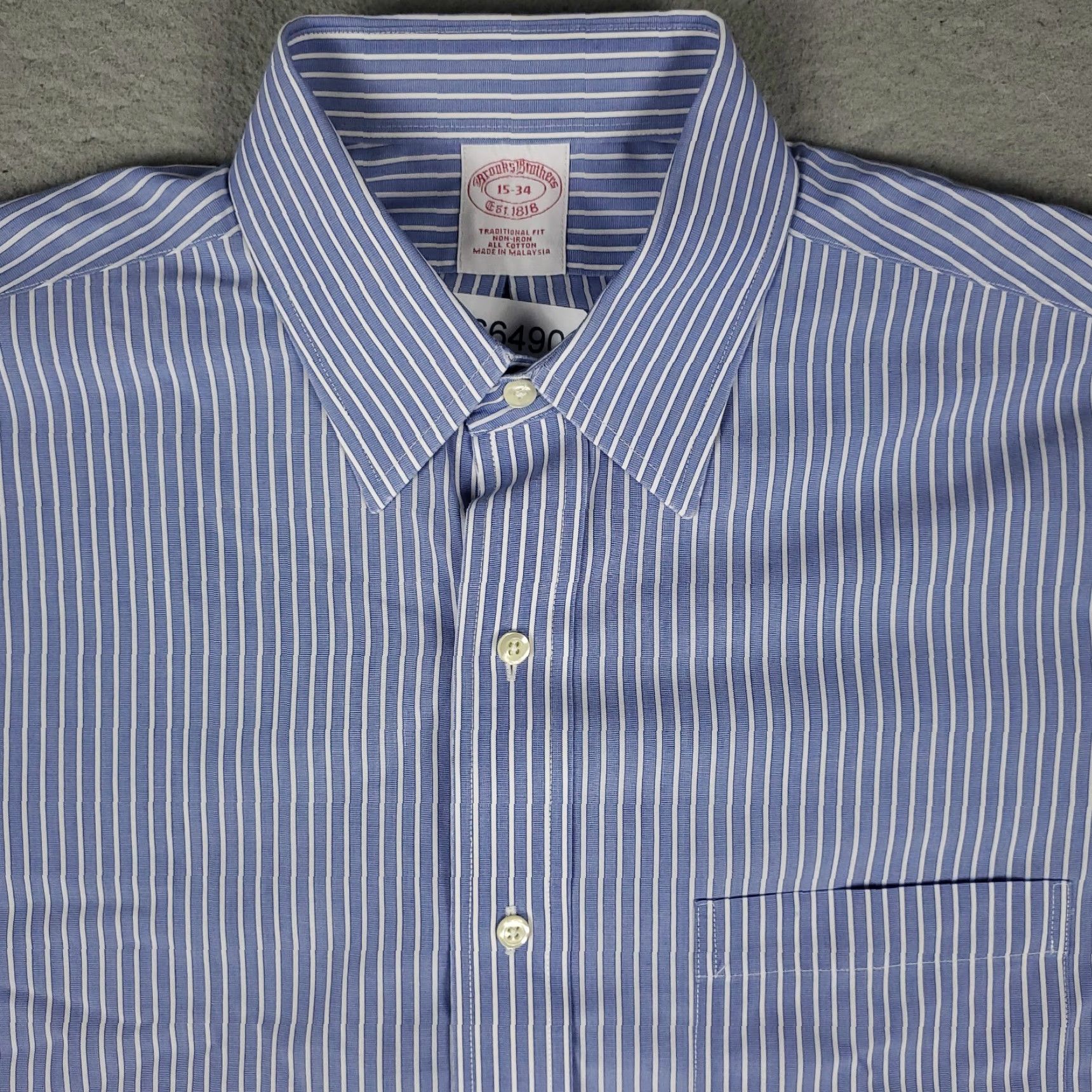 Brooks Brothers Brooks Brothers Shirt Mens 15 Blue Striped Regent Dress Button Up Long Sleeve Regular Cotton Size 40R - 2 Thumbnail