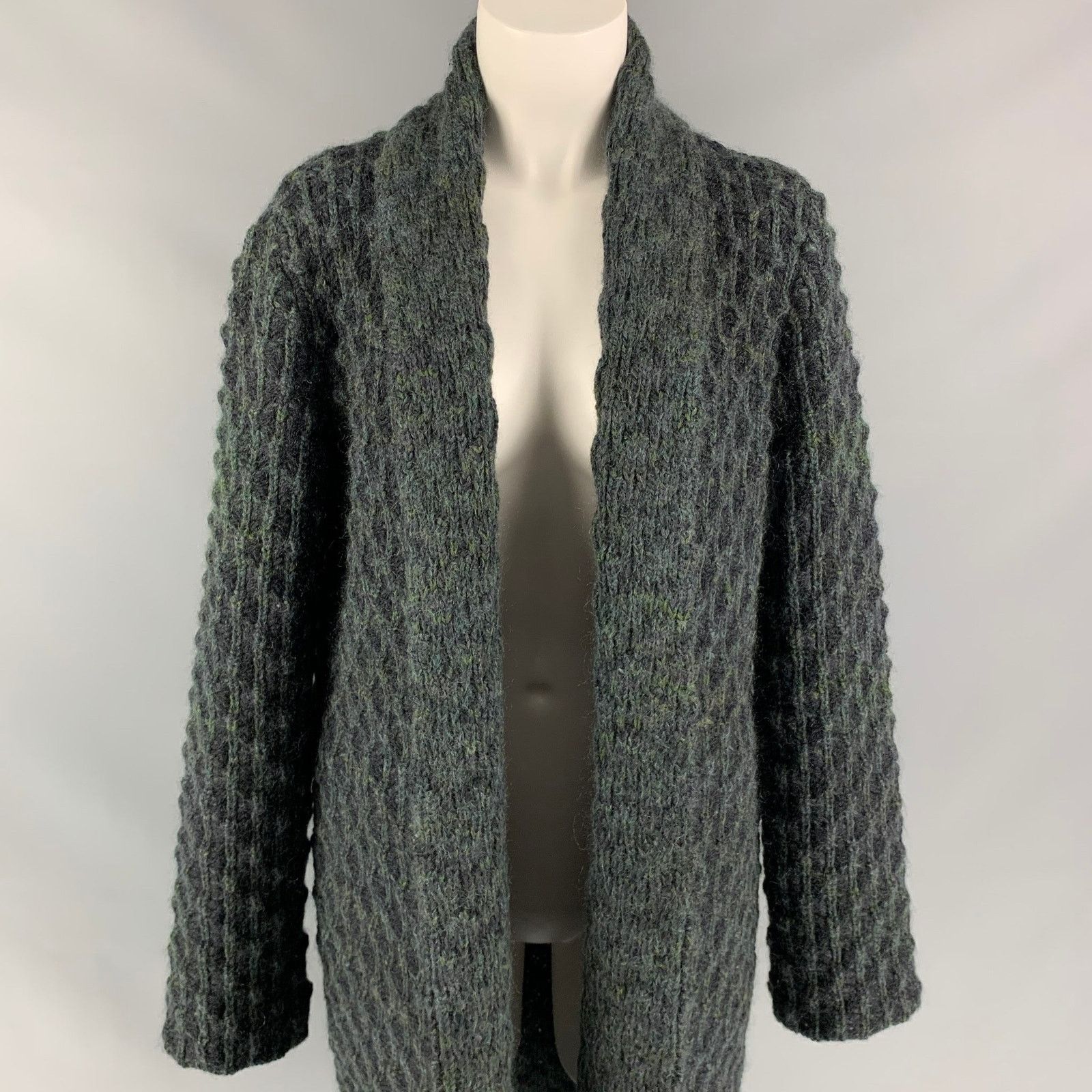Missoni Charcoal & Green Knitted Wool / Mohair Open Front Coat Size M / US 6-8 / IT 42-44 - 2 Thumbnail