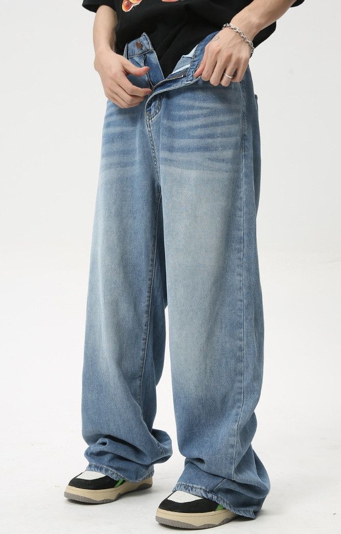 Japanese Brand × Jean Light blue loose washed straight jeans trend Size US 32 / EU 48 - 5 Thumbnail