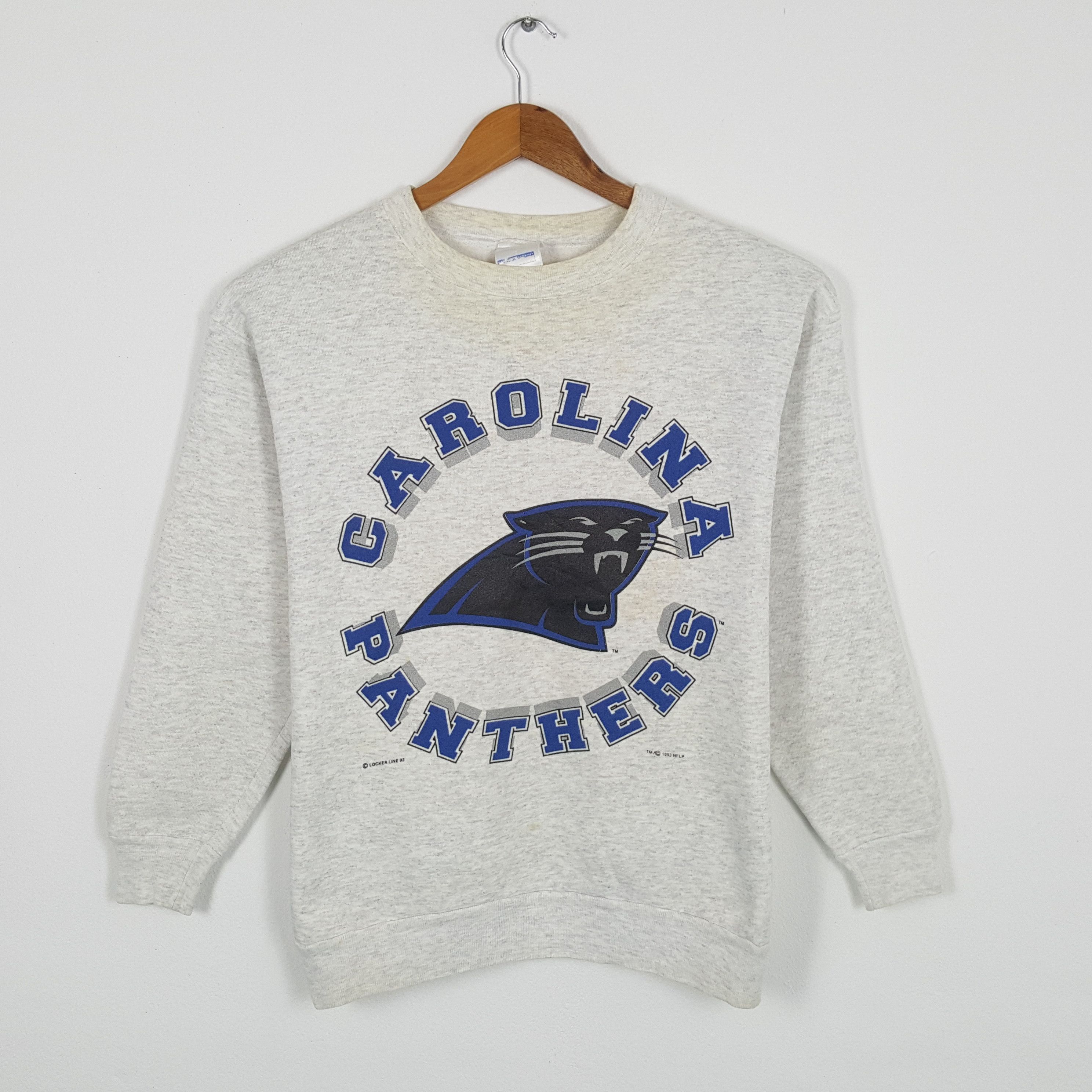 image of Nfl x Vintage 90's Carolina Panthers American Football Sweatshirts in Grey, Men's (Size Medium)