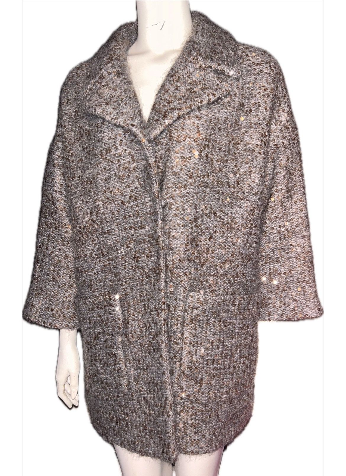 Brunello Cucinelli Brunello Cucinelli Tweed Pattern Fur Coat - Grey Coats,... Size S / US 4 / IT 40 - 1 Thumbnail