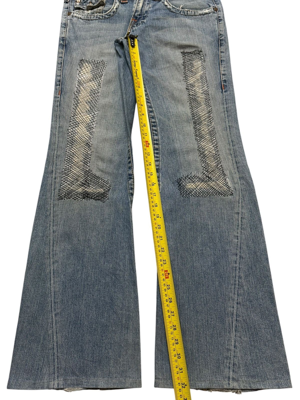 True Religion Vintage 90s Usa True Religion Faded Distress Wide Leg Flare Size US 33 - 11 Thumbnail
