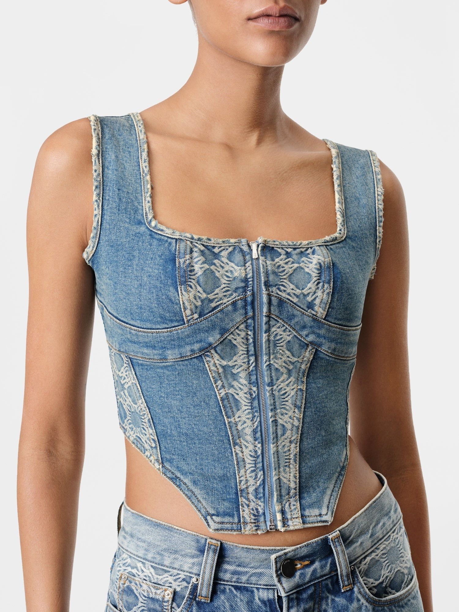 Amiri o1orln1025 MA Quad Corset Top in Blue Size M / US 6-8 / IT 42-44 - 5 Thumbnail