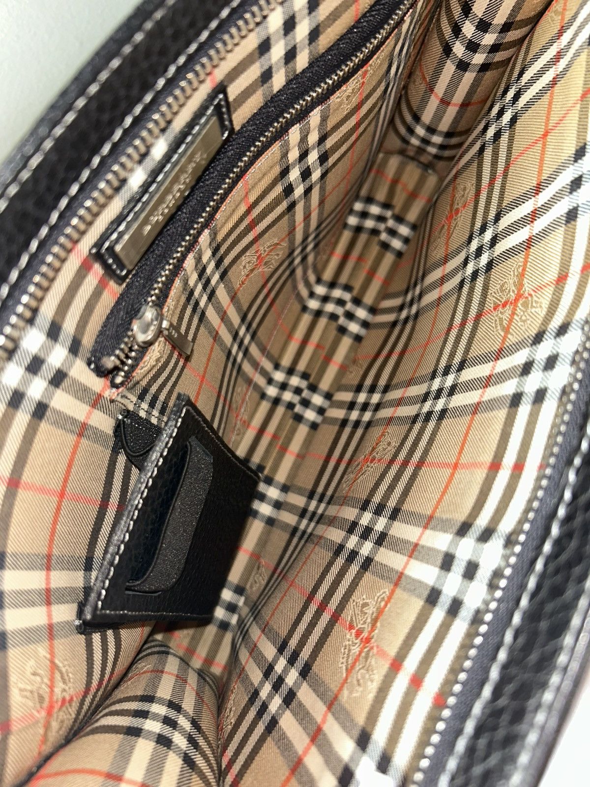 Burberry Burberry Black Leather Nova Check Clutch Bag Wristlet Size ONE SIZE - 10 Thumbnail