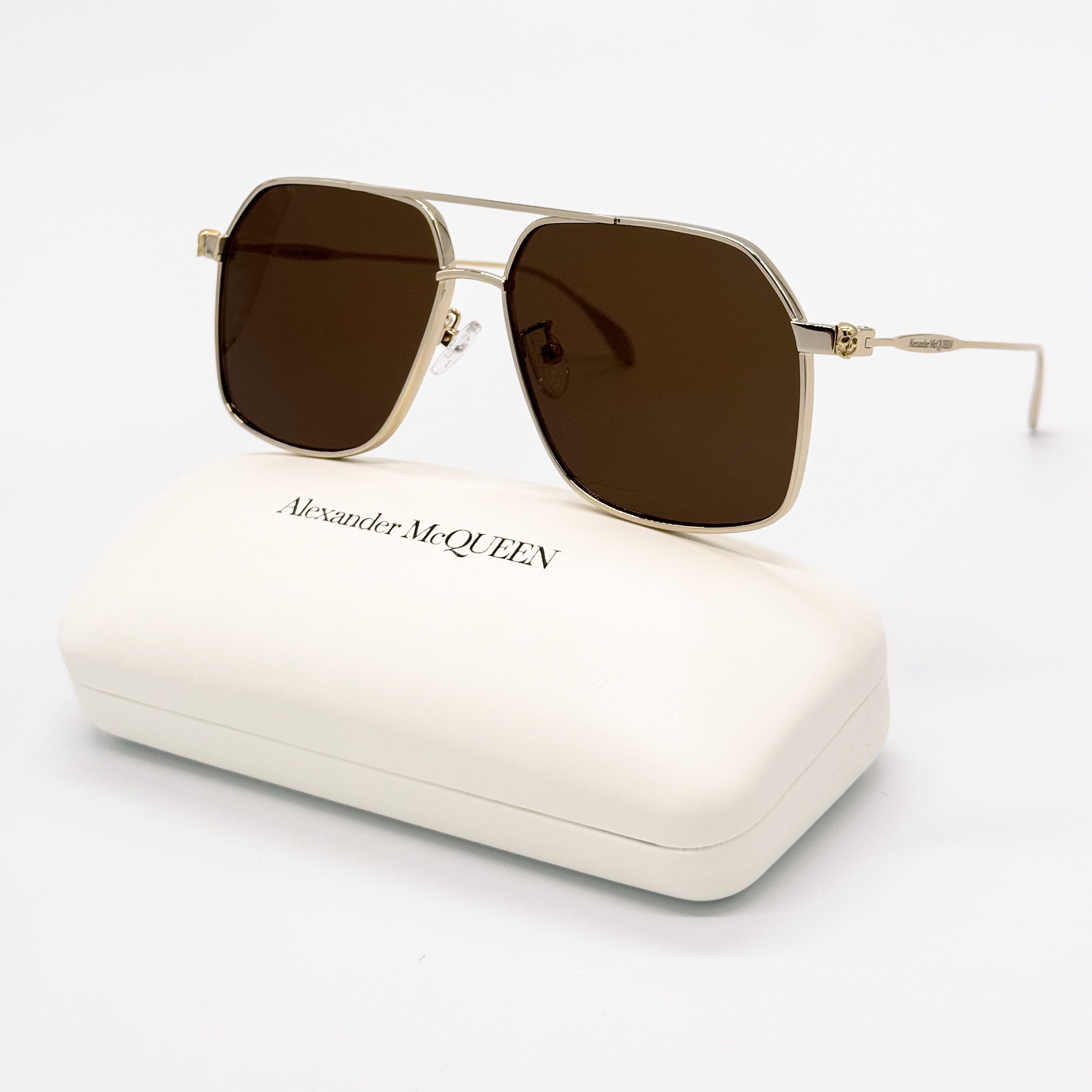 Alexander McQueen NEW ALEXANDER MCQUEEN AM0372S 002 PILOT GOLD SUNGLASSES Size ONE SIZE - 1 Thumbnail