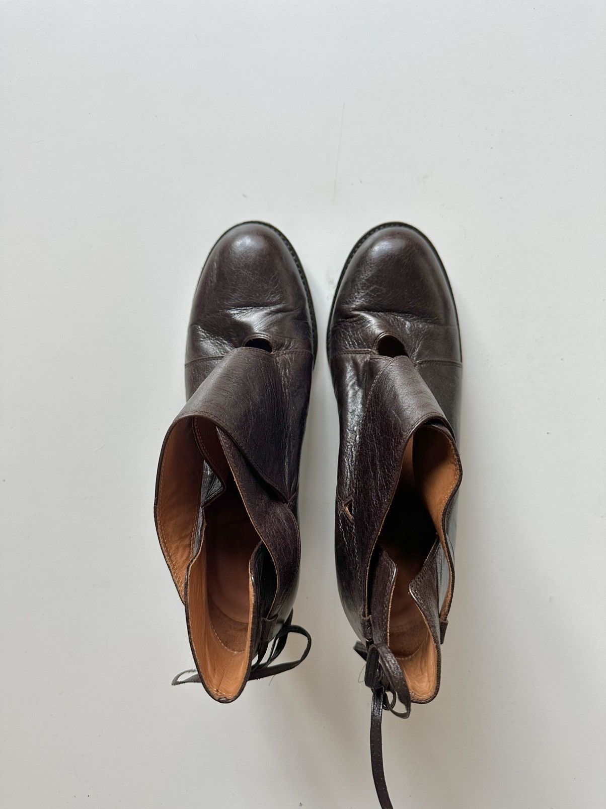 Dries Van Noten Dries Van Noten Cut Out Tie Ankle Boots Brown Leather 37 7 Size US 7 / IT 37 - 4 Thumbnail