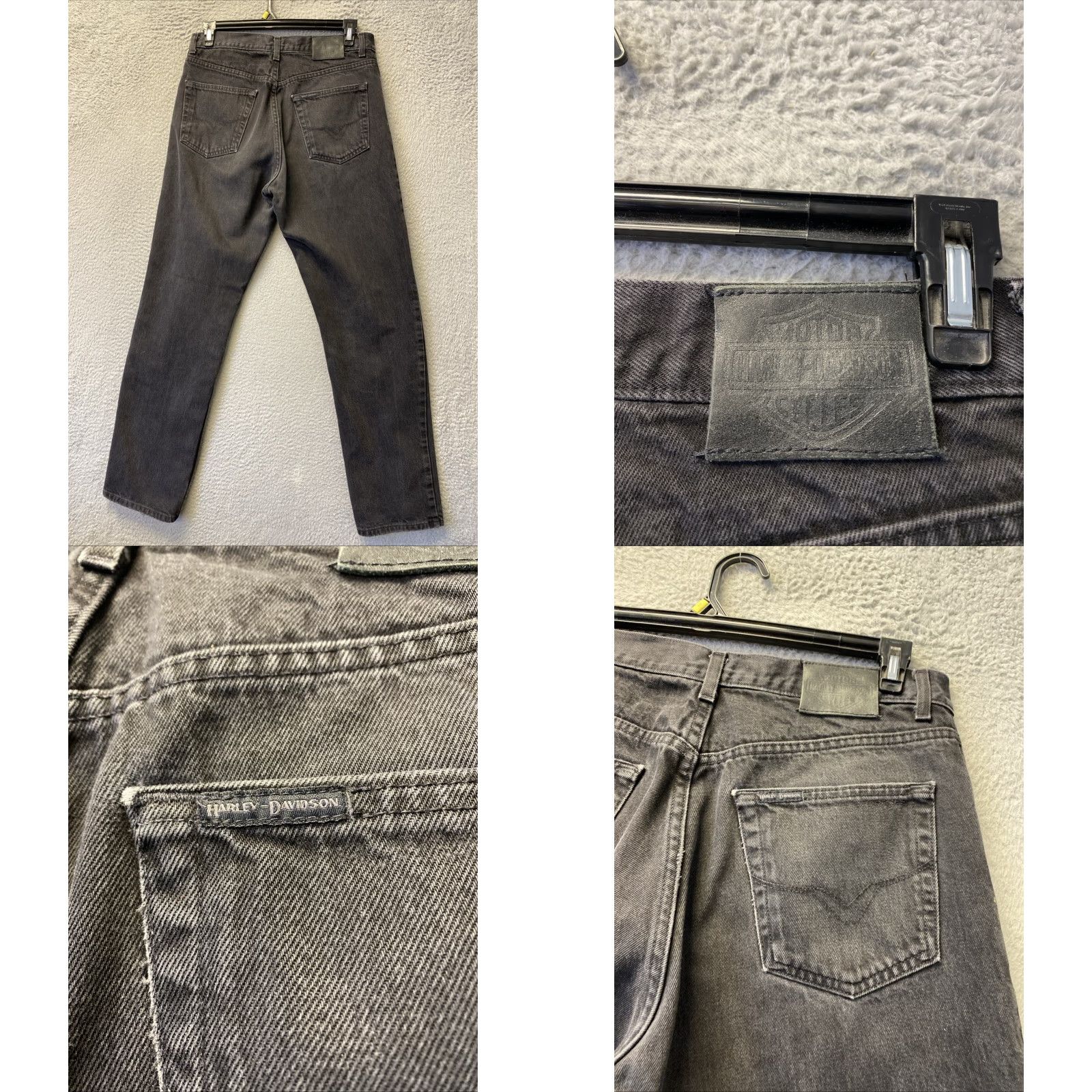 Harley Davidson VINTAGE Harley-Davidson Jeans Mens 34x34 Black Denim Straight Leg Jeans Mens Regular 34 Black Harley-Davidson Logo Biker USA 5-Pocket Denim Jeans Size US 34 / EU 50 - 9 Thumbnail
