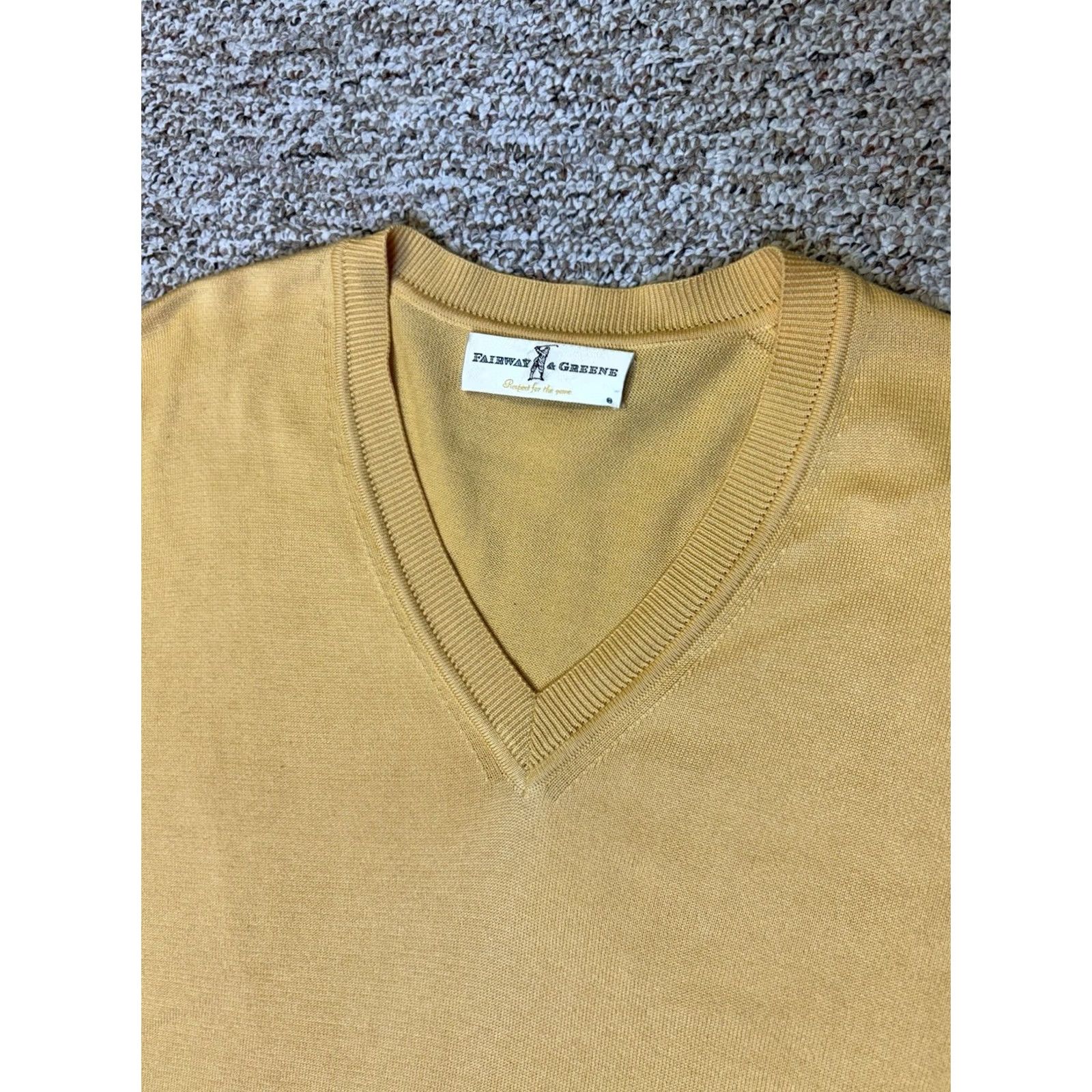 Vintage VINTAGE Fairway & Greene Men Large V-Neck Long Sleeve Sweater Yellow 100% Cotton Pullover Size US L / EU 52-54 / 3 - 2 Thumbnail