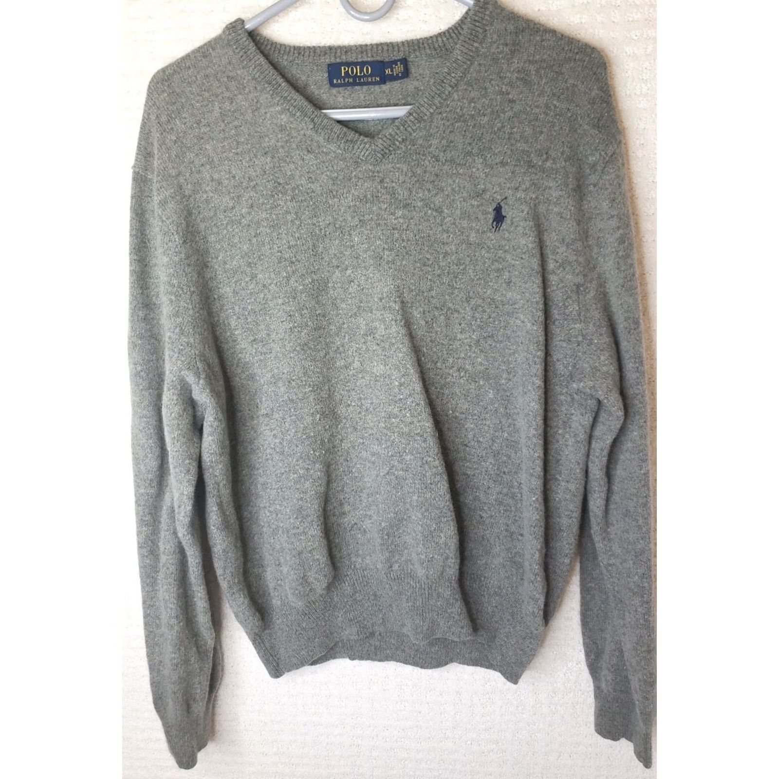 Polo Ralph Lauren Polo Ralph Lauren Sweater Mens XL Gray Wool V Neck Pullover Sweatshirt Size US XL / EU 56 / 4 - 2 Thumbnail