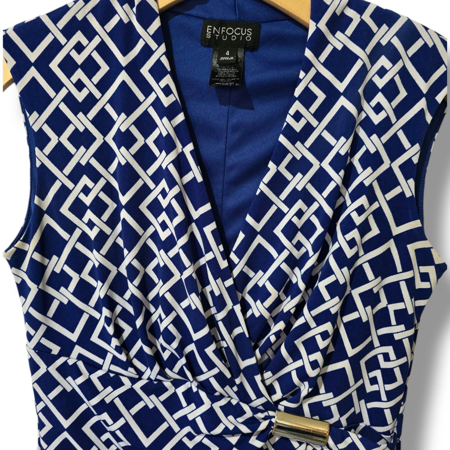 Other En Focus Studio Women’s Blue White Sleeveless Stretch dress Size S / US 4 / IT 40 - 5 Thumbnail