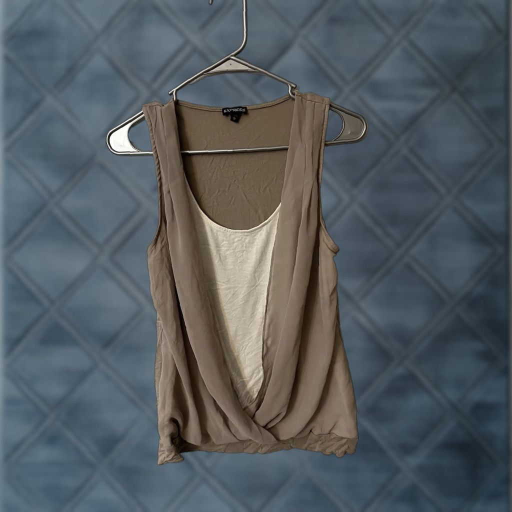 Express Express Blouse Sleeveless Draped Front Beiges Taupe Tan Beige L Express Shirt Womens Regular Size L / US 10 / IT 46 - 1 Thumbnail